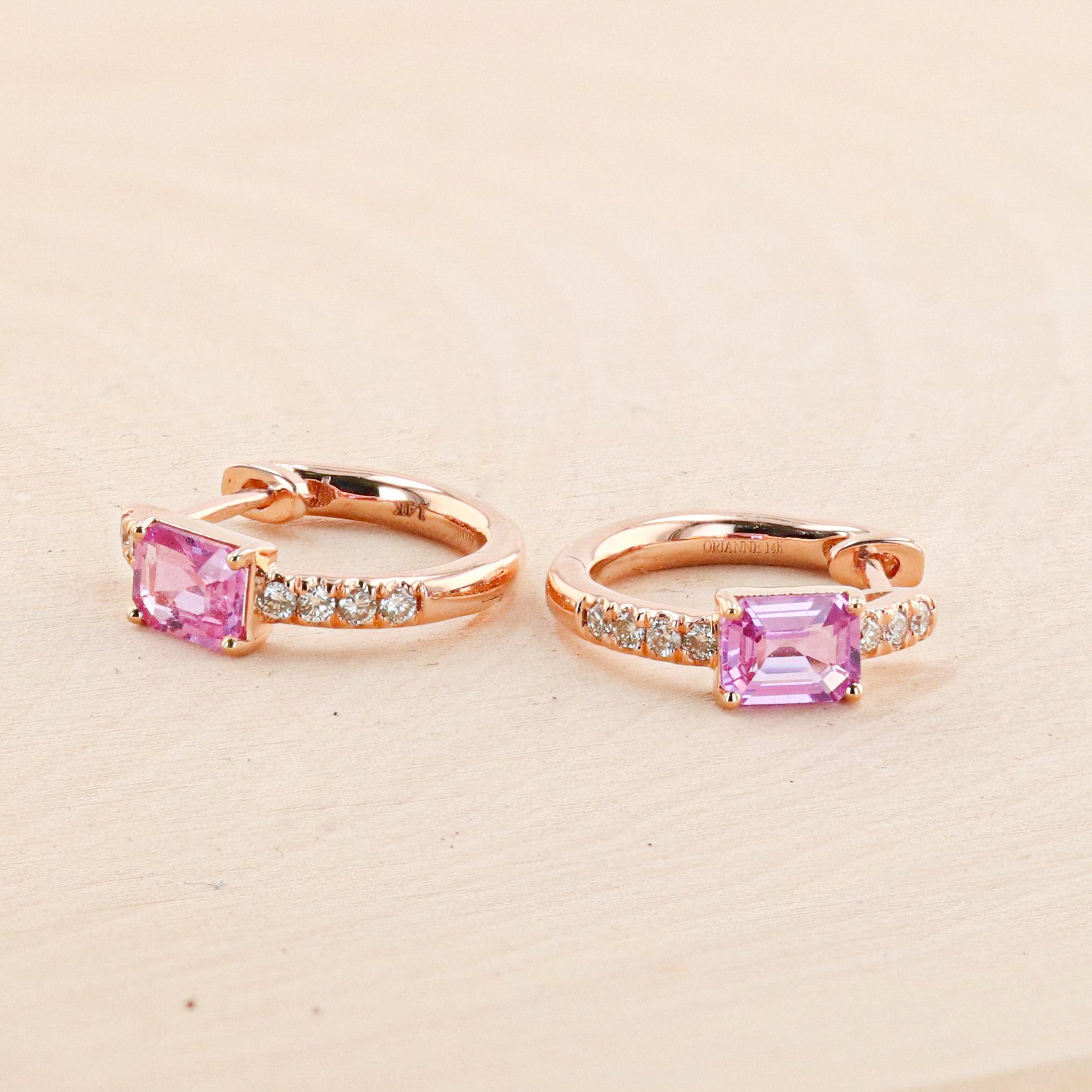 PINK SAPPHIRE AND DIAMOND HUGGIES – O R I A N N E