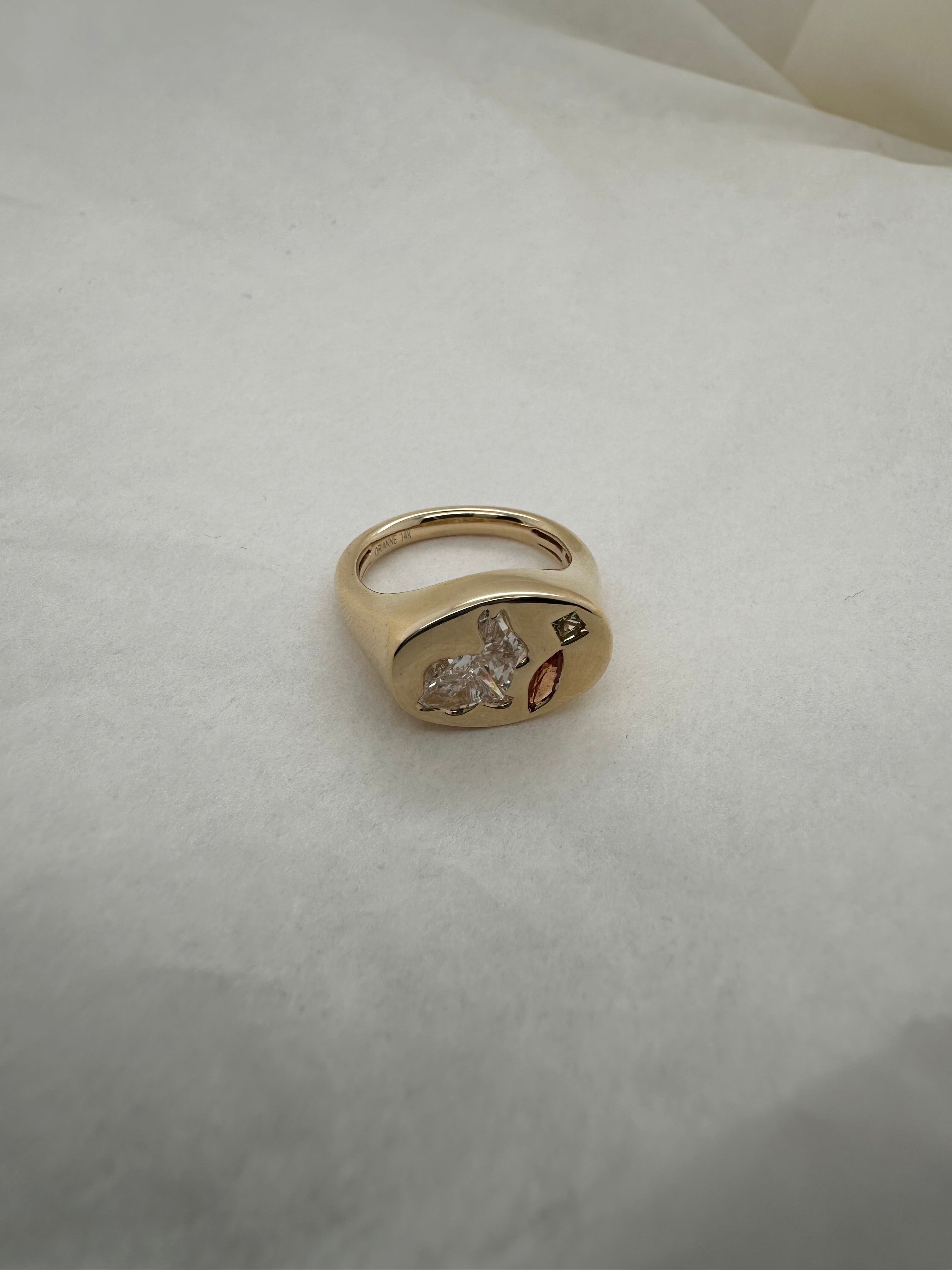 LAB DIAMOND BUNNY SIGNET RING