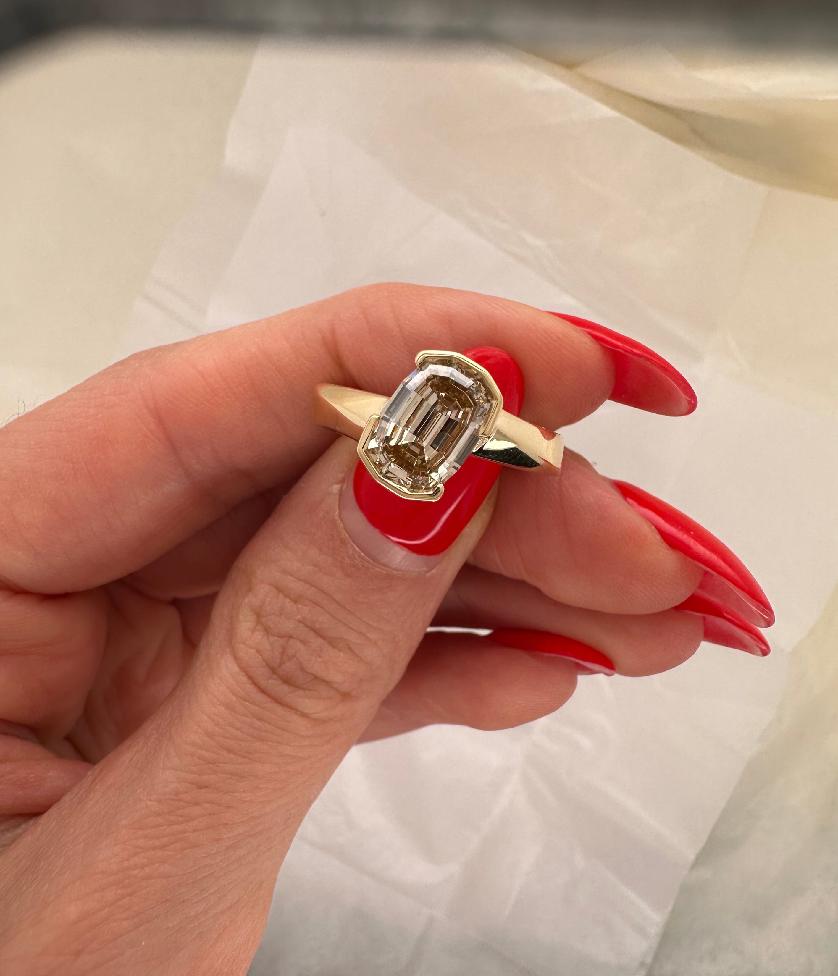 2.13 CARAT STEP CUT CUSHION HYBRID NATURAL DIAMOND RING