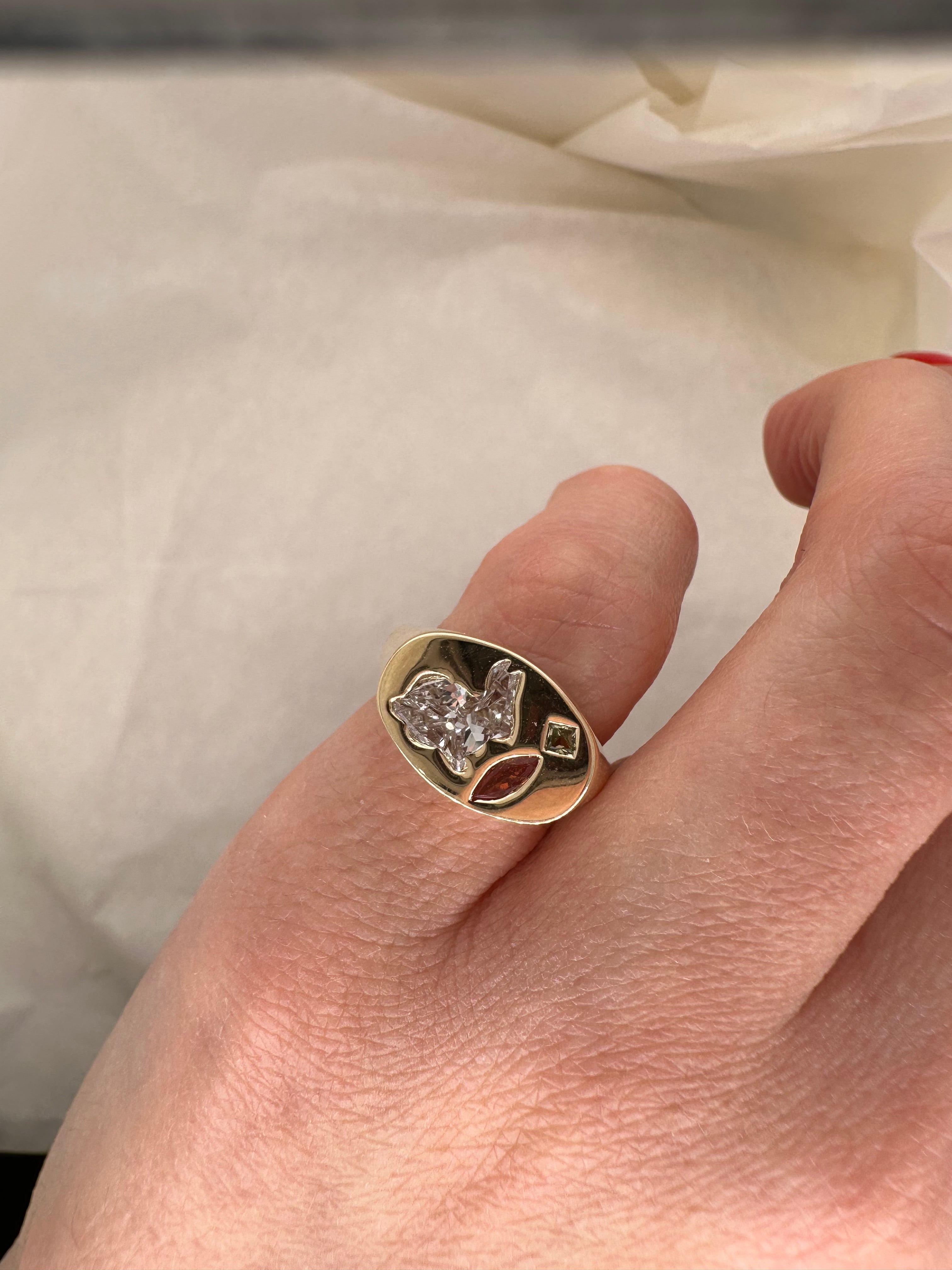 LAB DIAMOND BUNNY SIGNET RING