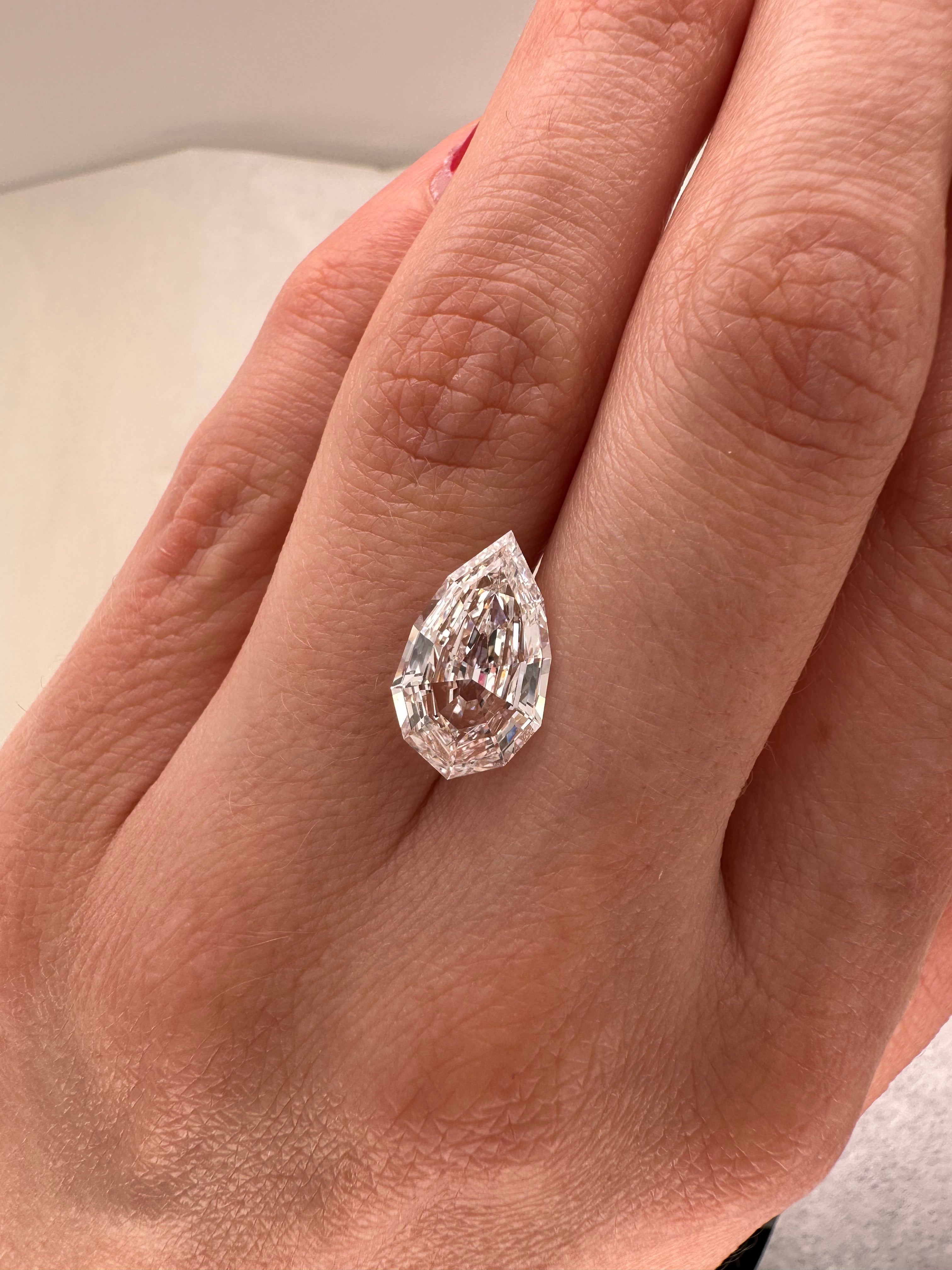 3.01 CARAT STEP CUT PEAR SHAPE LAB DIAMOND