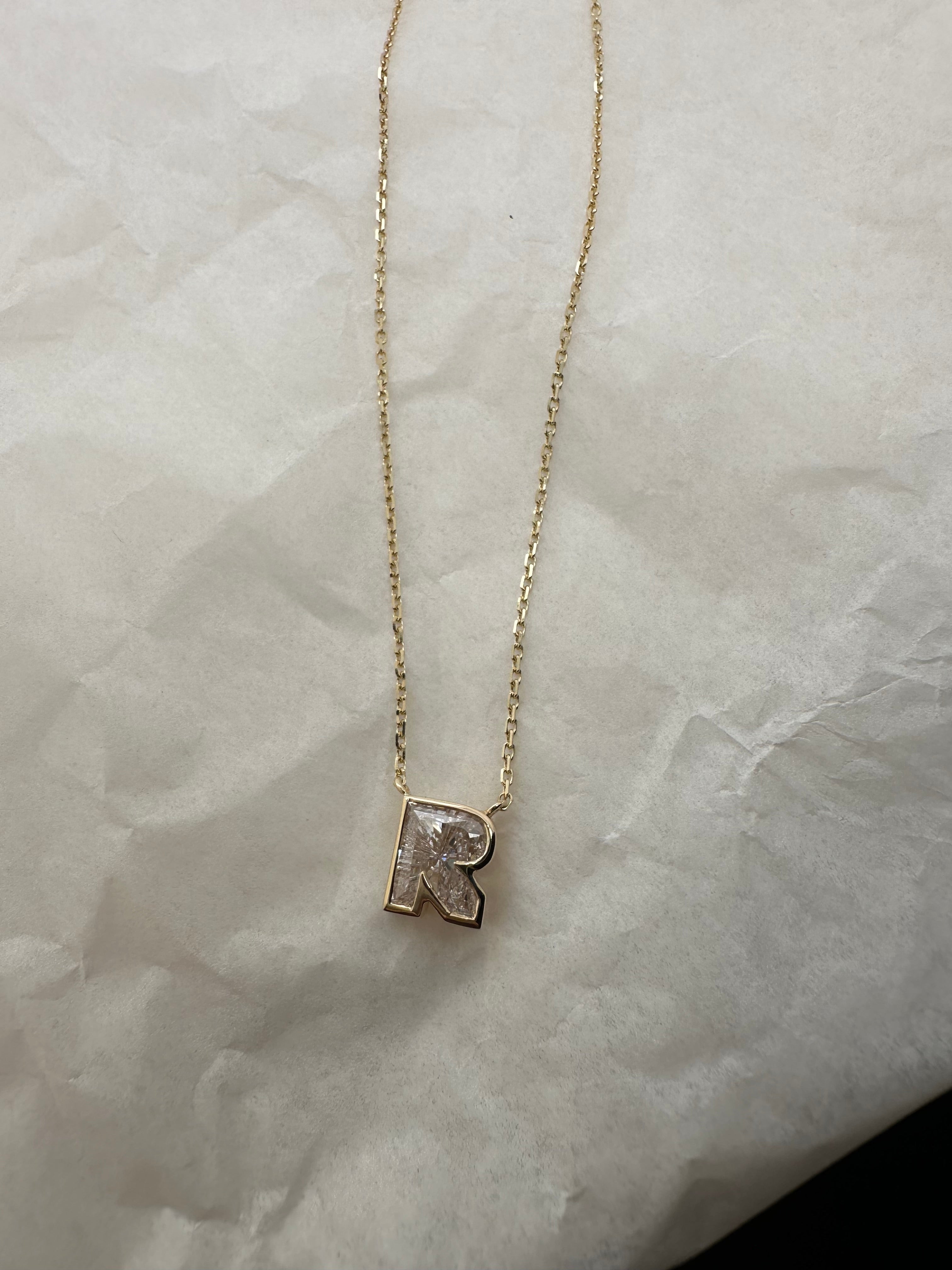LAB DIAMOND LETTER NECKLACE