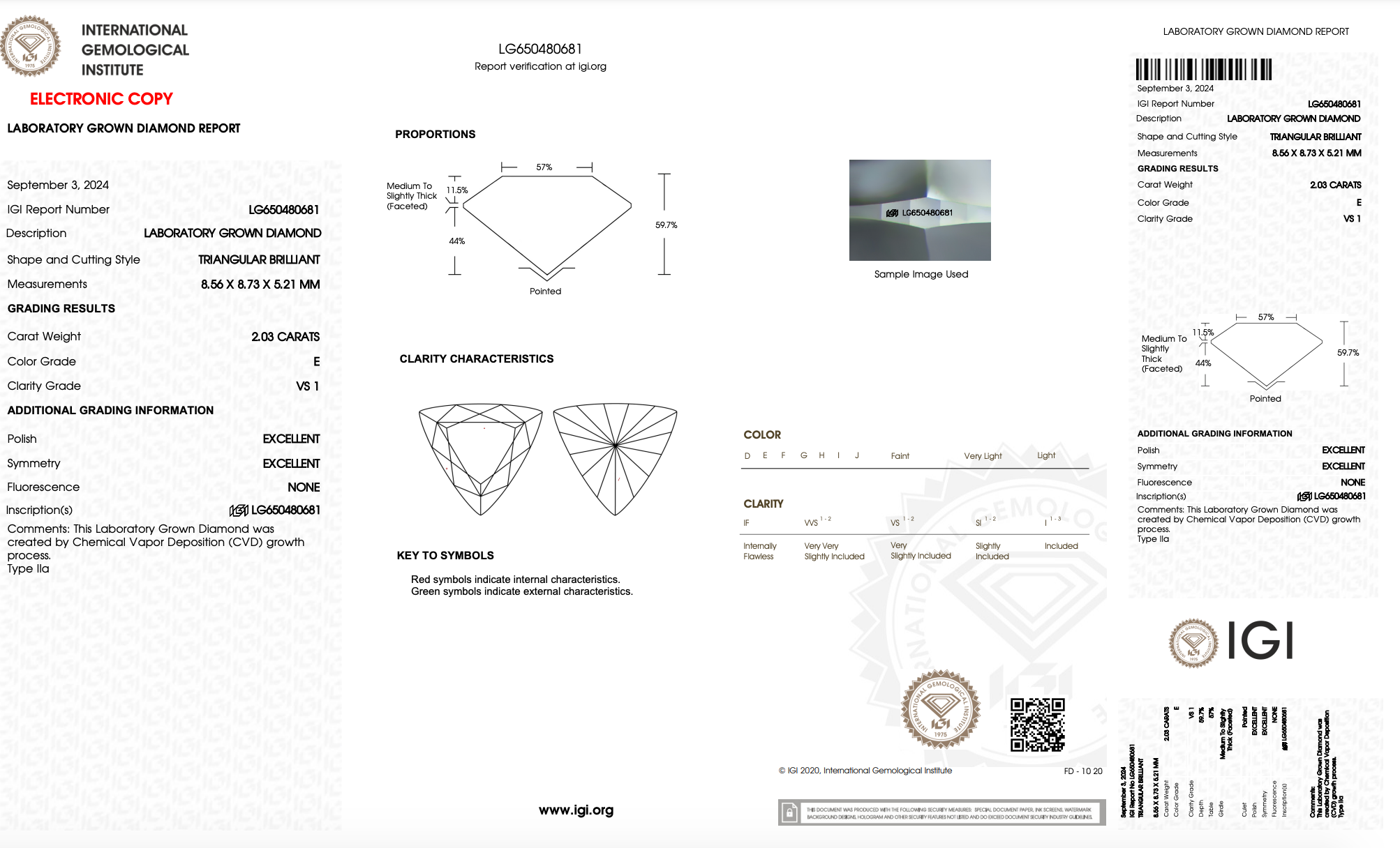 2.03 CARAT TRILLION CUT LAB GROWN DIAMOND