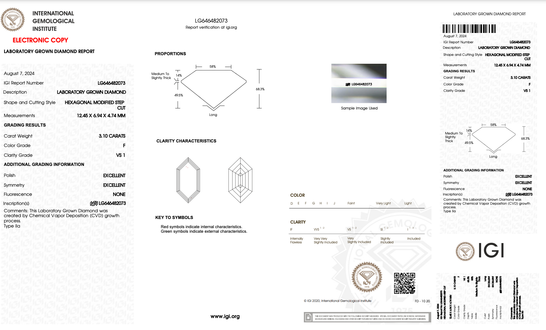 3.10 CARAT HEXAGON LAB DIAMOND