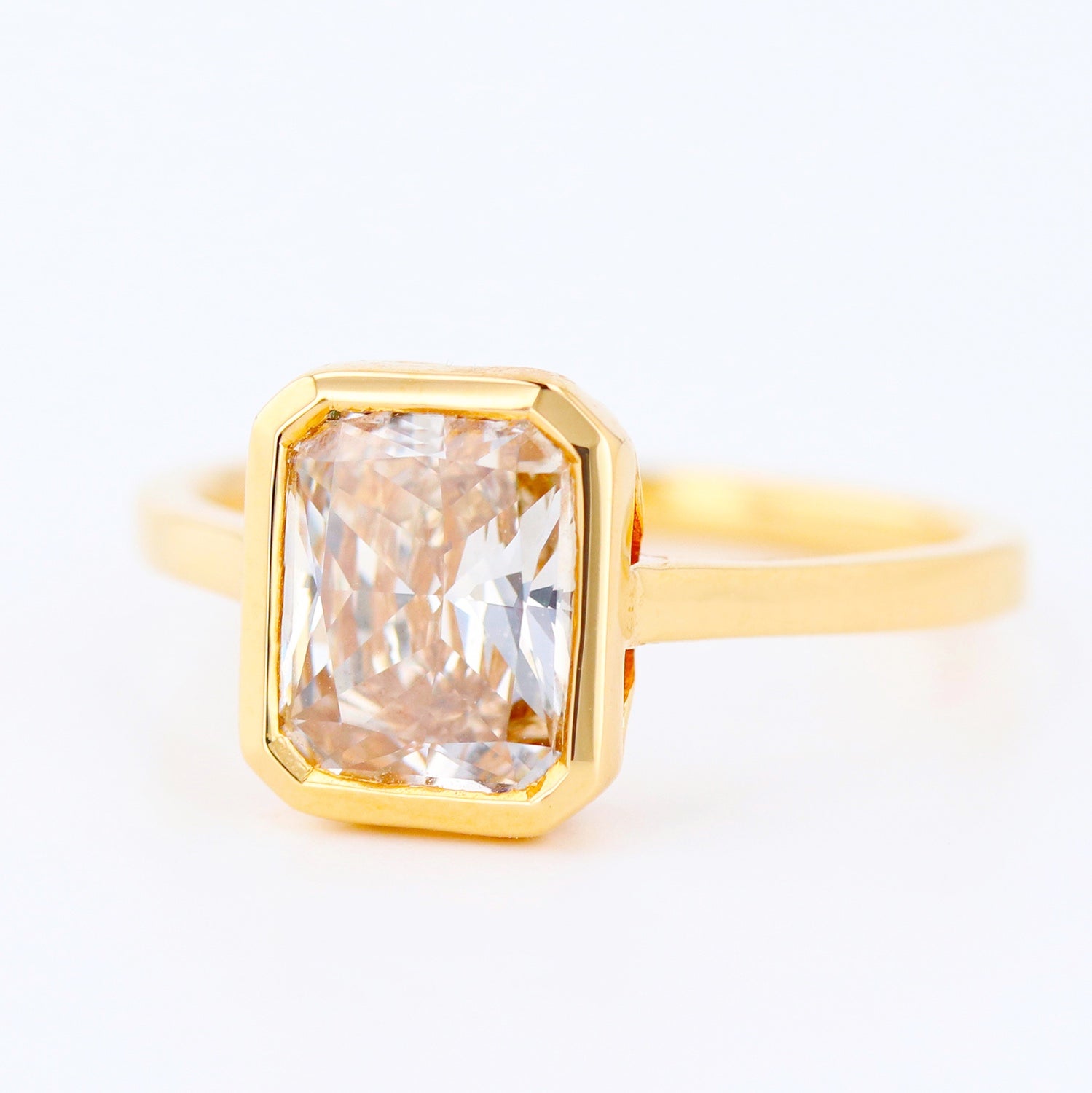 2.09 CARAT CHAMPAGNE RADIANT CUT DIAMOND ENGAGEMENT RING