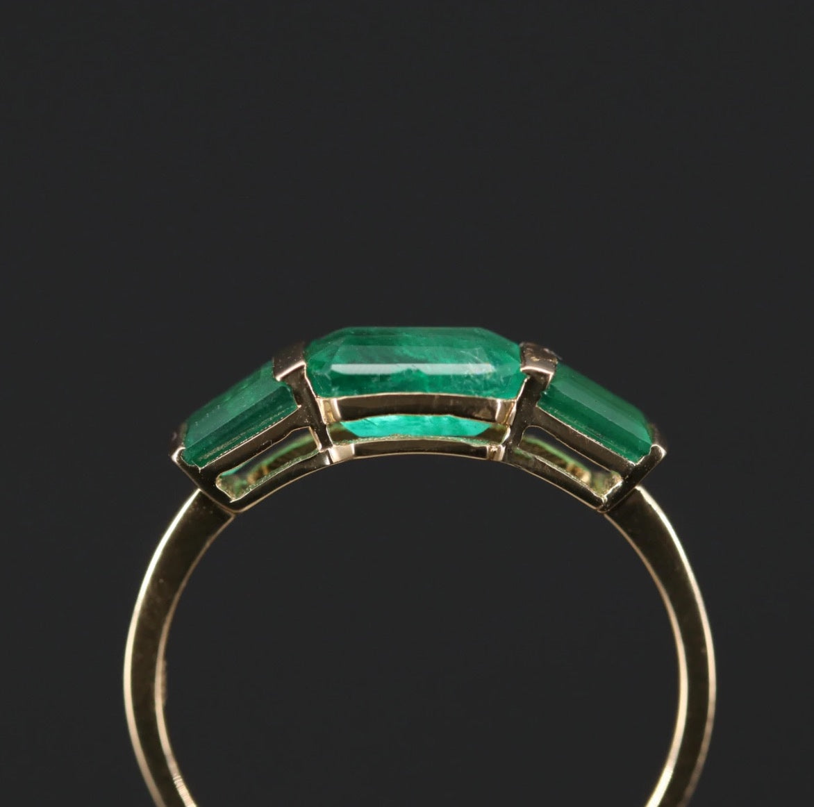 THREE STONE EMERALD RING