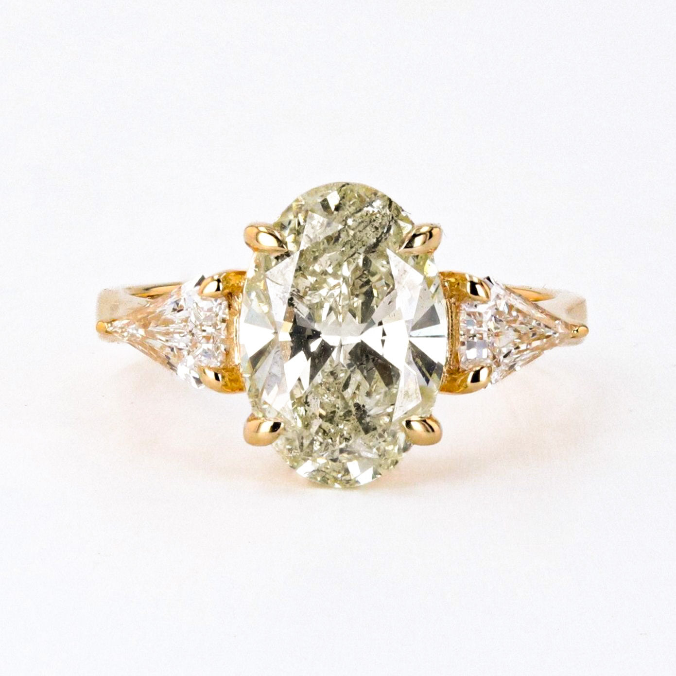 3.23 CARAT CHAMPAGNE OVAL THREE STONE RING – O R I A N N E