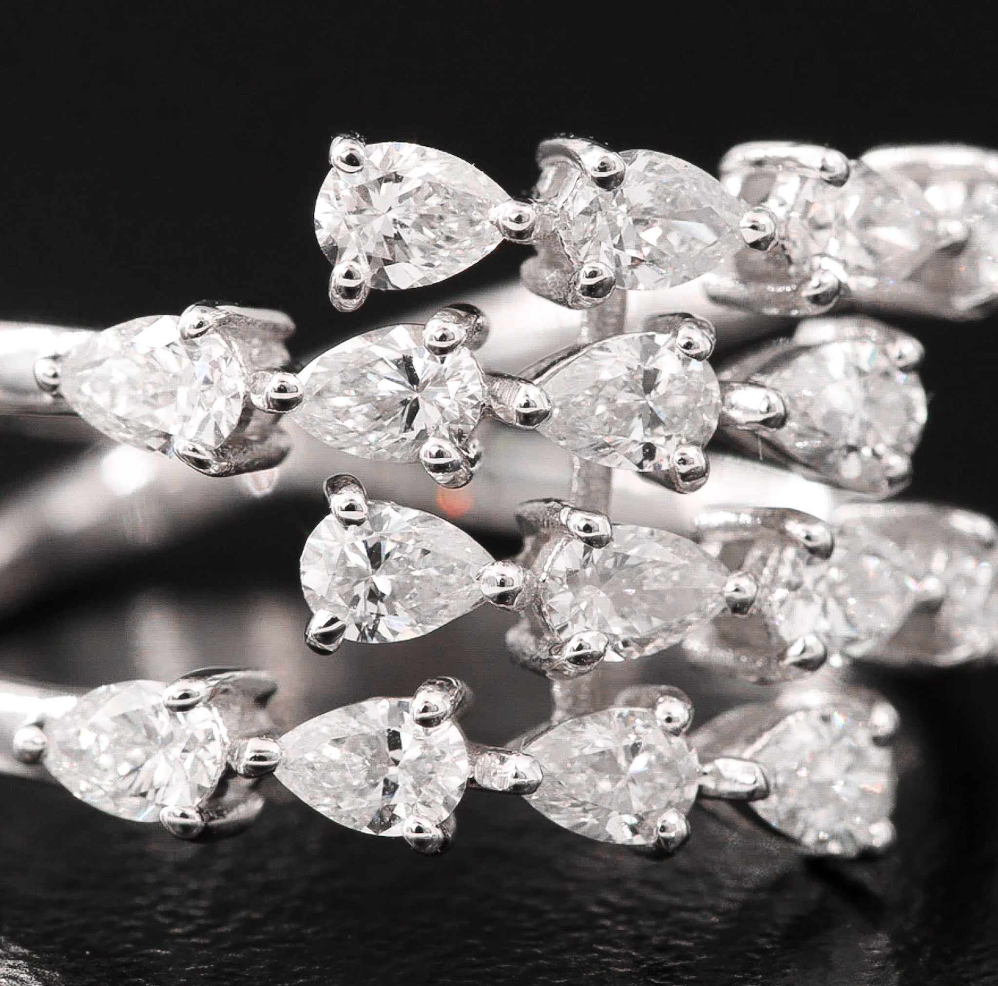 4 ROW DIAMOND PEAR RING