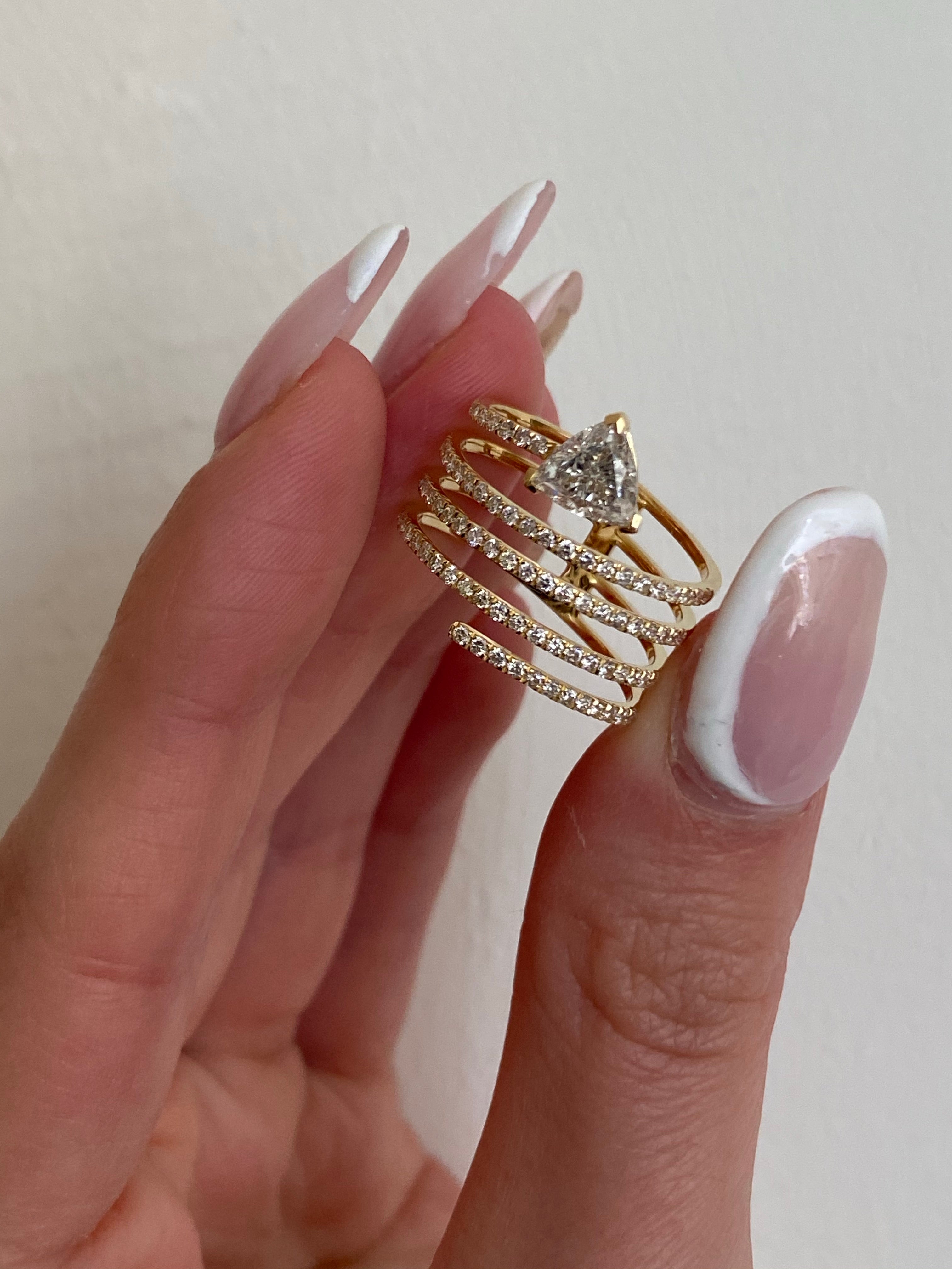 TRILLION CUT DIAMOND COIL RING