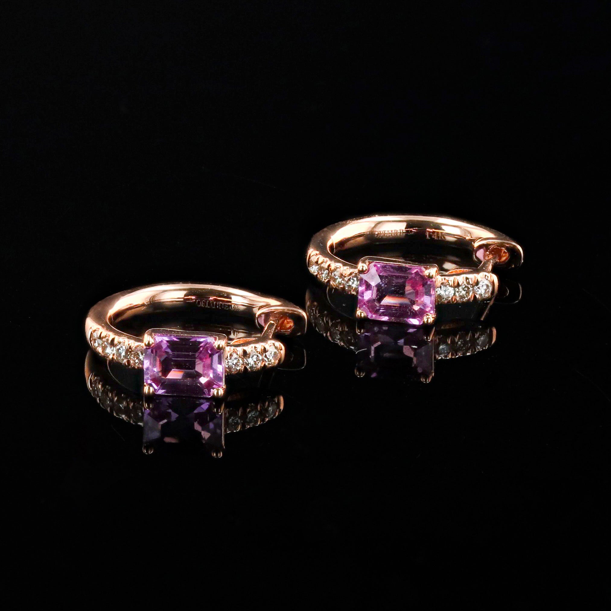 PINK SAPPHIRE AND DIAMOND HUGGIES – O R I A N N E