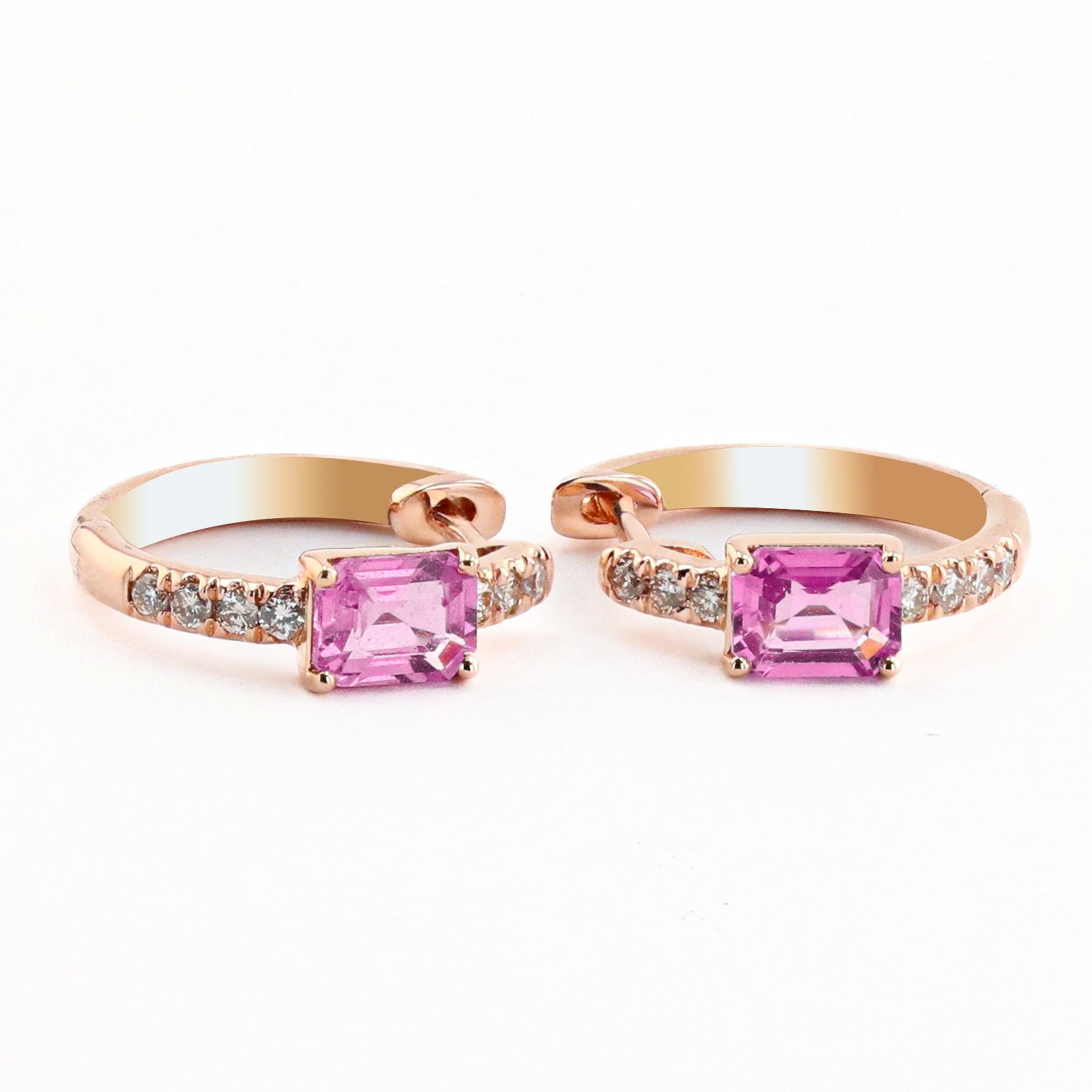 PINK SAPPHIRE AND DIAMOND HUGGIES