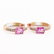 Load image into Gallery viewer, PINK SAPPHIRE AND DIAMOND HUGGIES