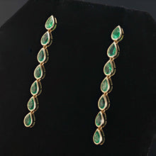 Load image into Gallery viewer, EMERALD PEAR DANGLE EARRINGS