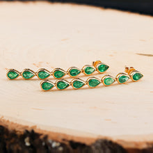 Load image into Gallery viewer, EMERALD PEAR DANGLE EARRINGS