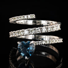 Load image into Gallery viewer, BLUE TOPAZ AND DIAMOND SWIRL RING