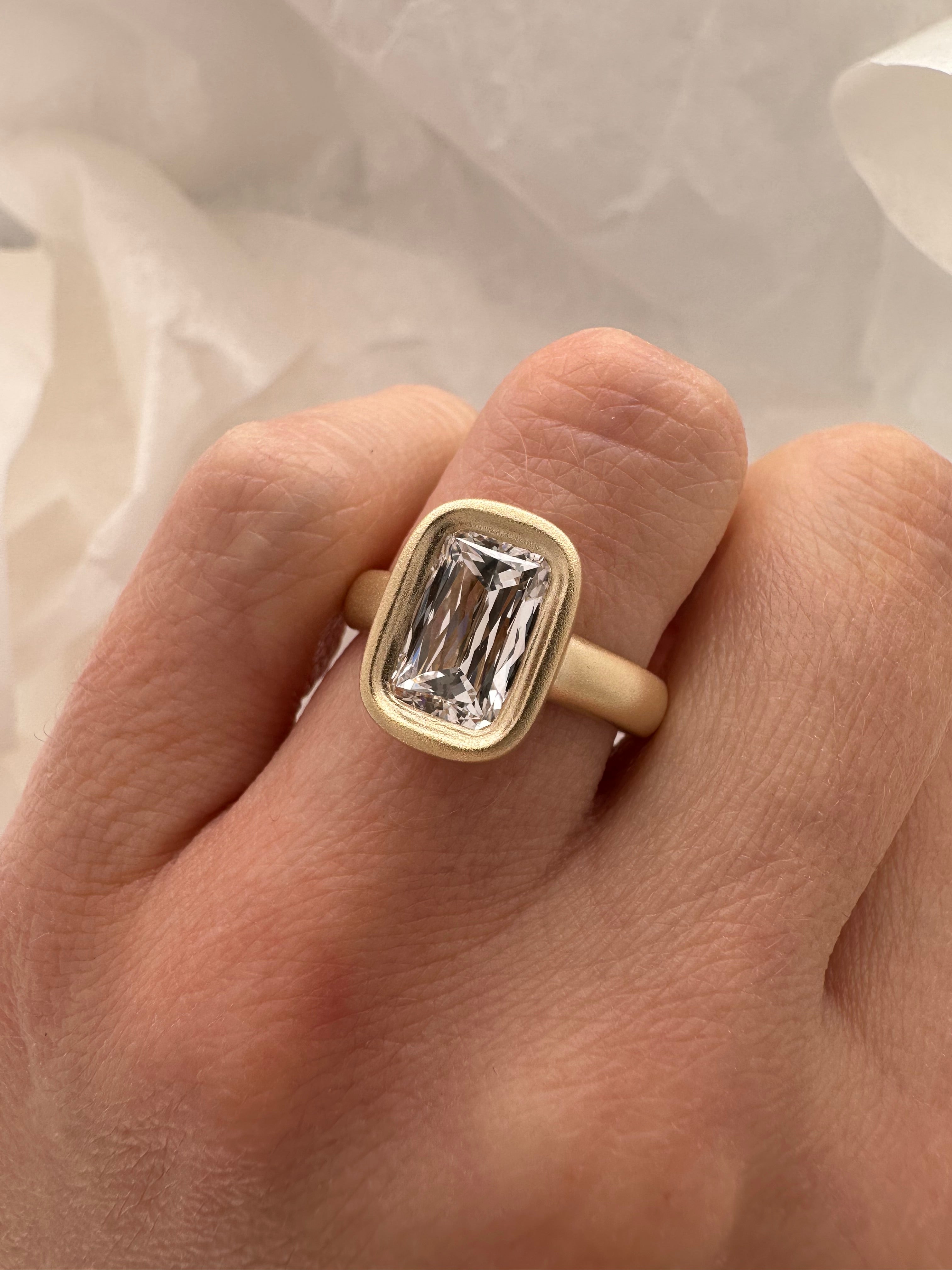 2.05 CRISS CUT STYLE LAB GROWN DIAMOND BUBBLE BEZEL RING