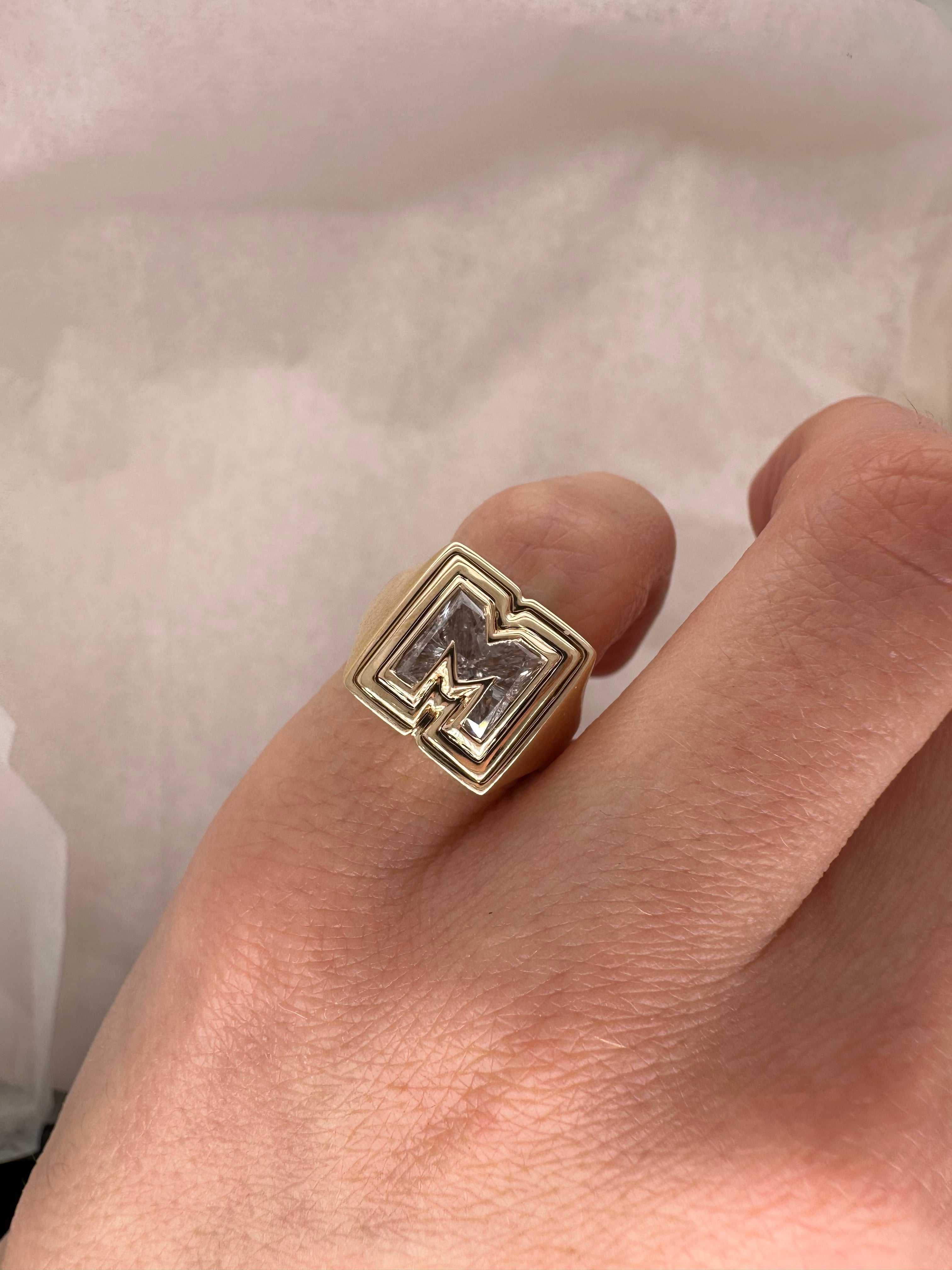 DOUBLE BEZEL LETTER LAB DIAMOND PINKY RING – O R I A N N E