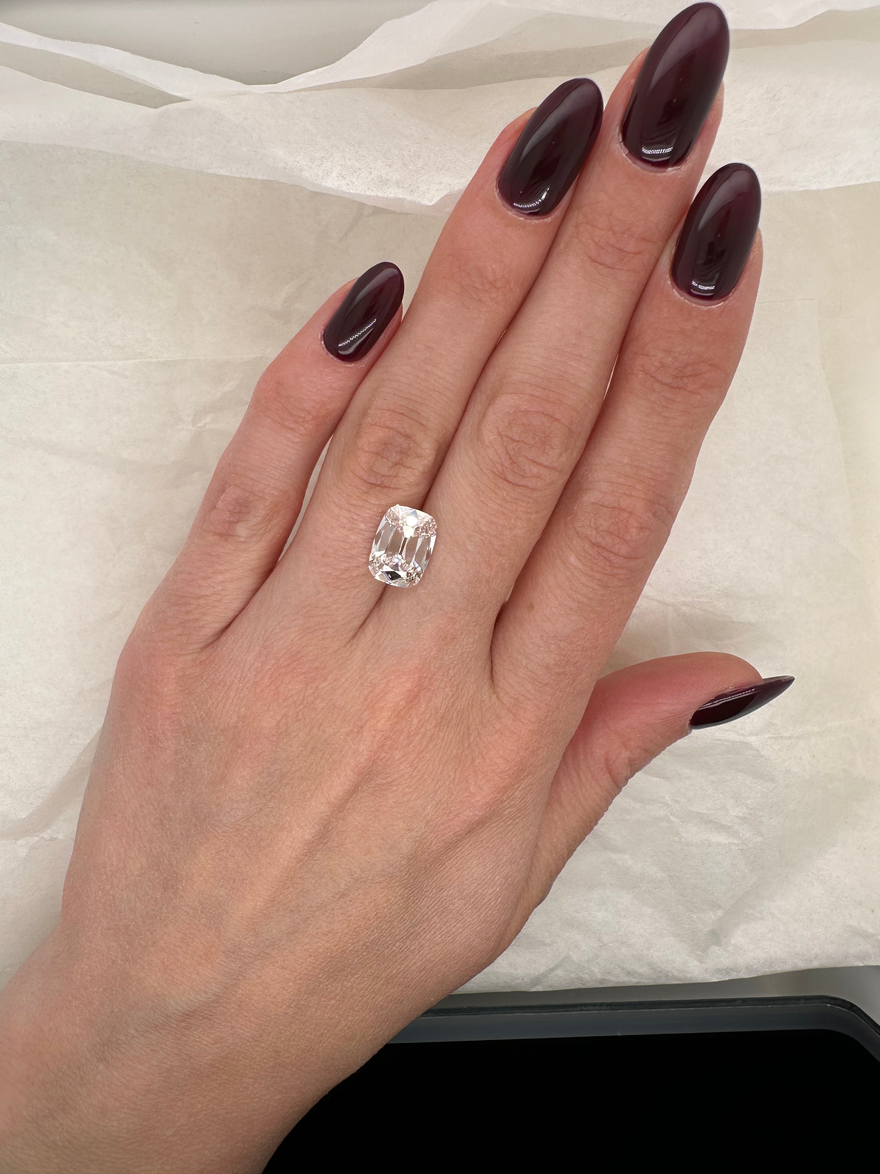 3.11 CARAT LIGHT CHAMPAGNE ANTIQUE CUSHION LAB GROWN DIAMOND