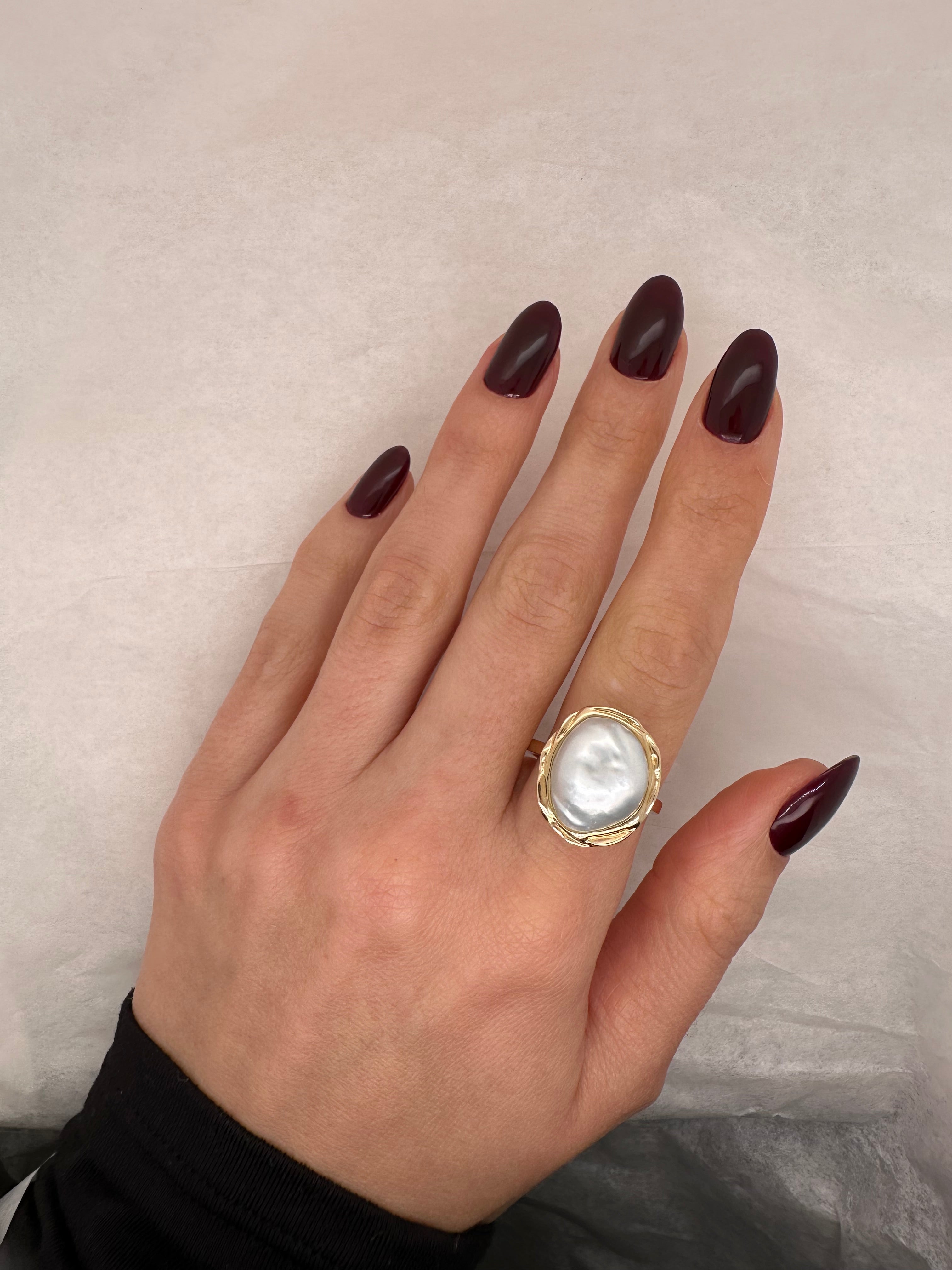 LIQUID GOLD KESHI PEARL RING