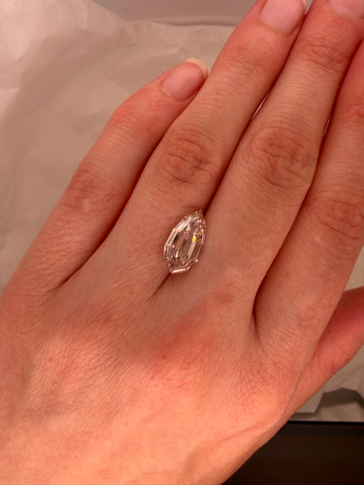 3.00 CARAT LIGHT CHAMPAGNE STEP CUT PEAR LAB DIAMOND