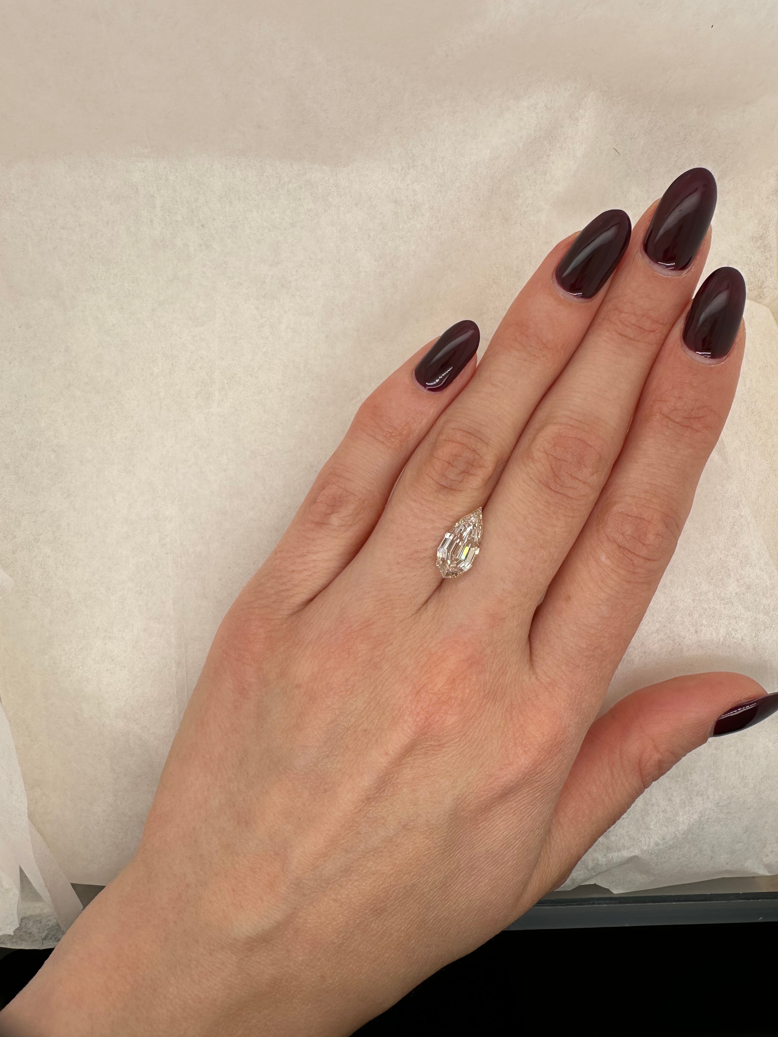 2.61 CARAT CHAMPAGNE STEP CUT PEAR SHAPE LAB DIAMOND