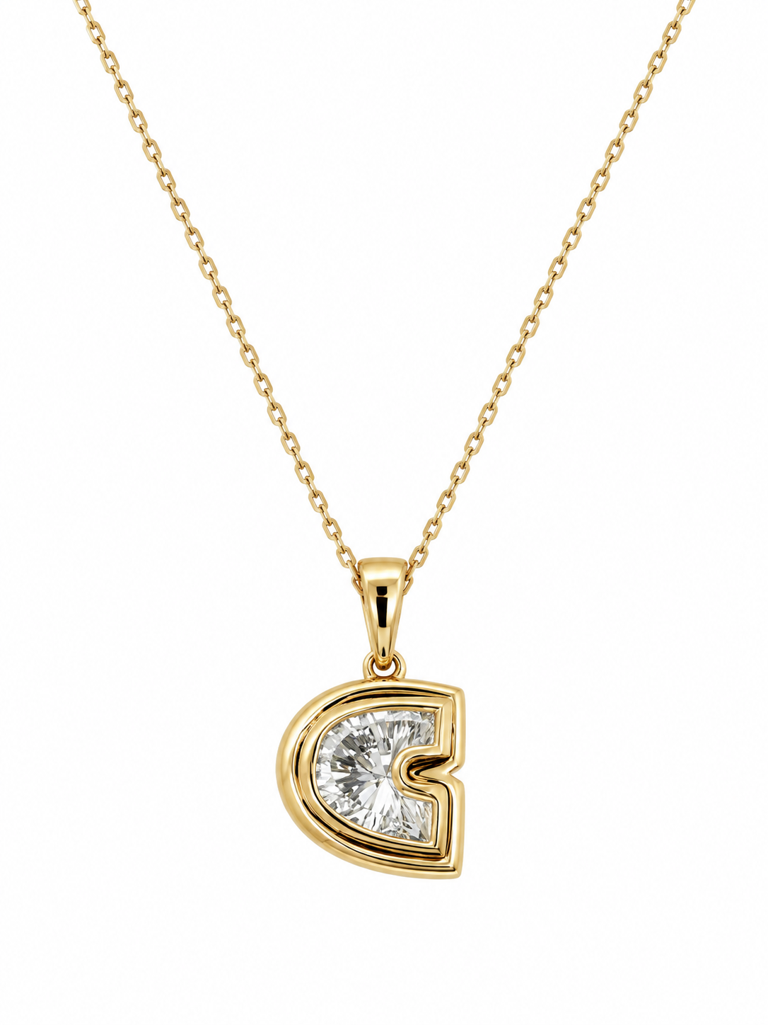 DOUBLE BEZEL LETTER NECKLACE PENDANT