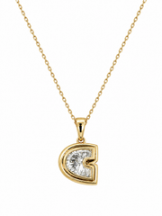 DOUBLE BEZEL LETTER NECKLACE PENDANT