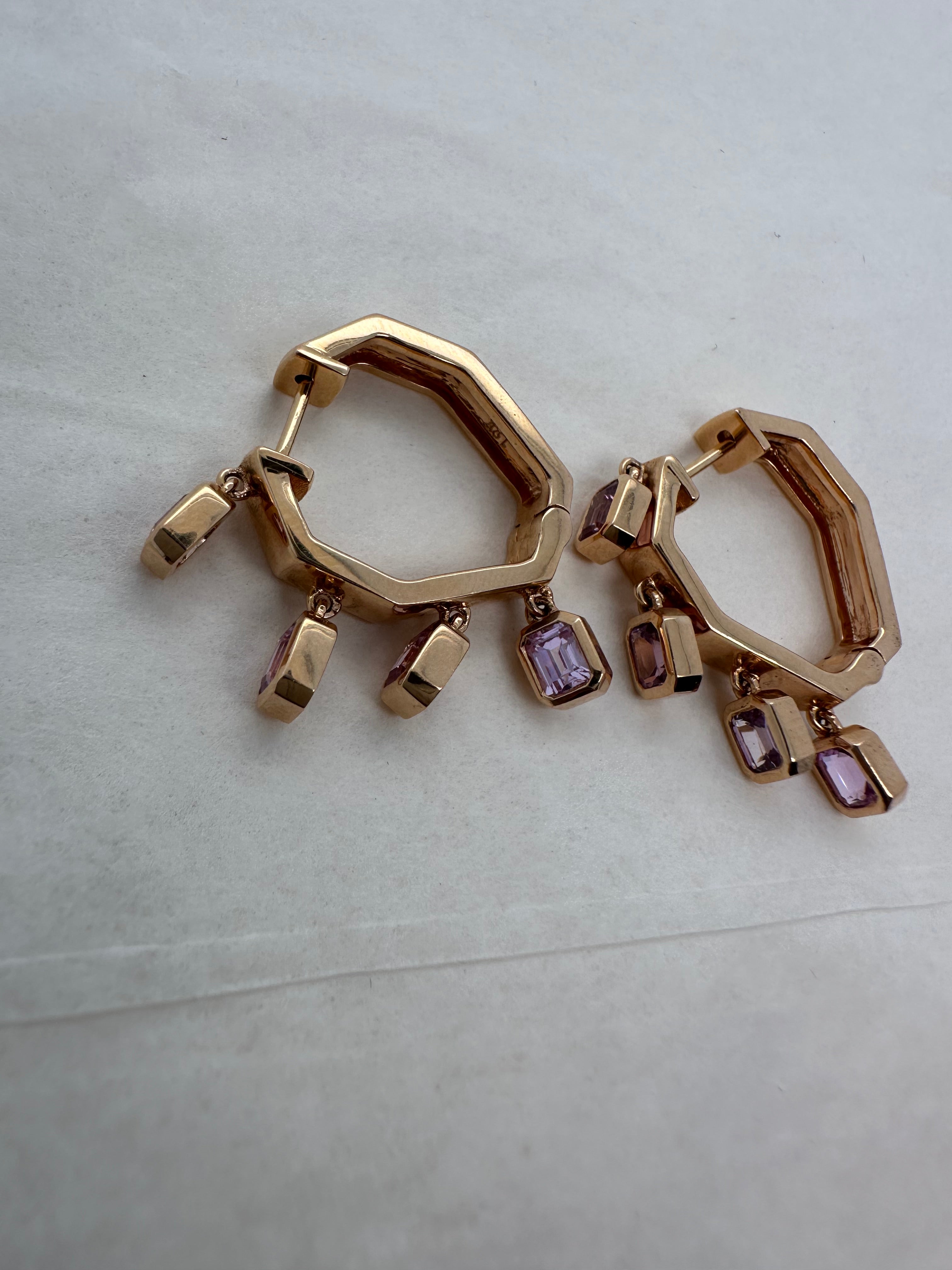 PINK SAPPHIRE DANGLE HOOPS