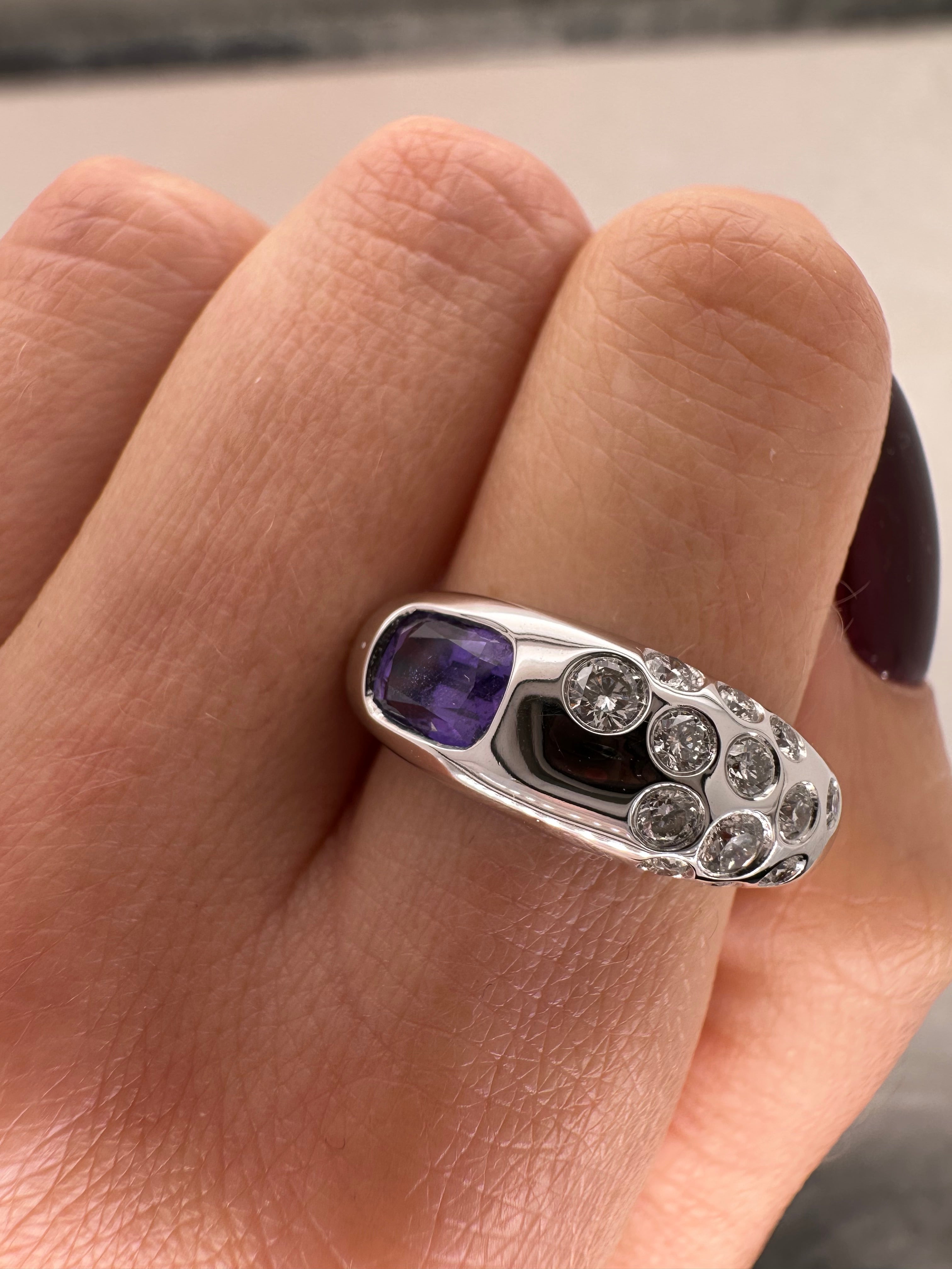 UNHEATED PURPLE SAPPHIRE STARDUST DOME RING