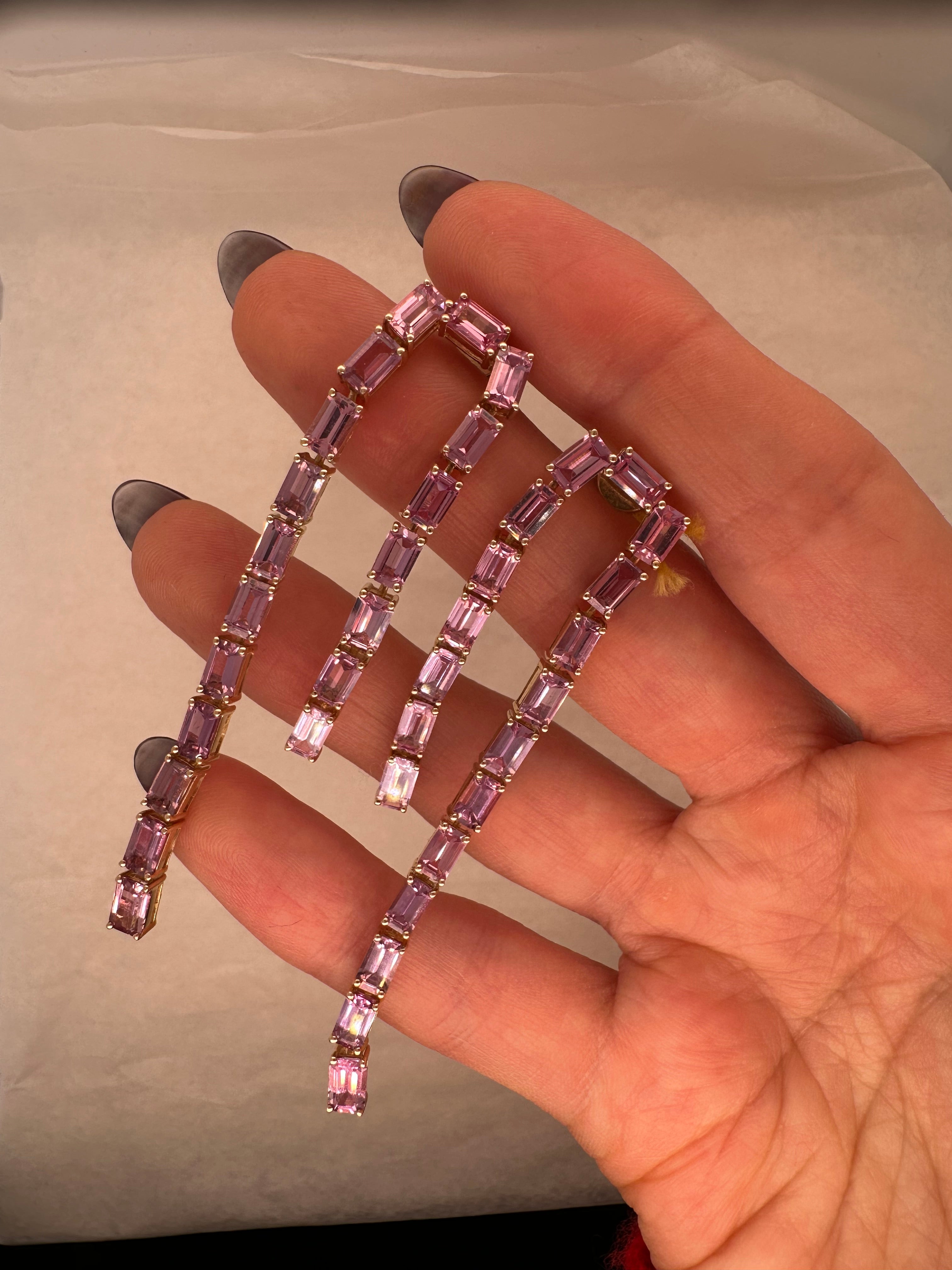 PINK SAPPHIRE WATERFALL EARRINGS