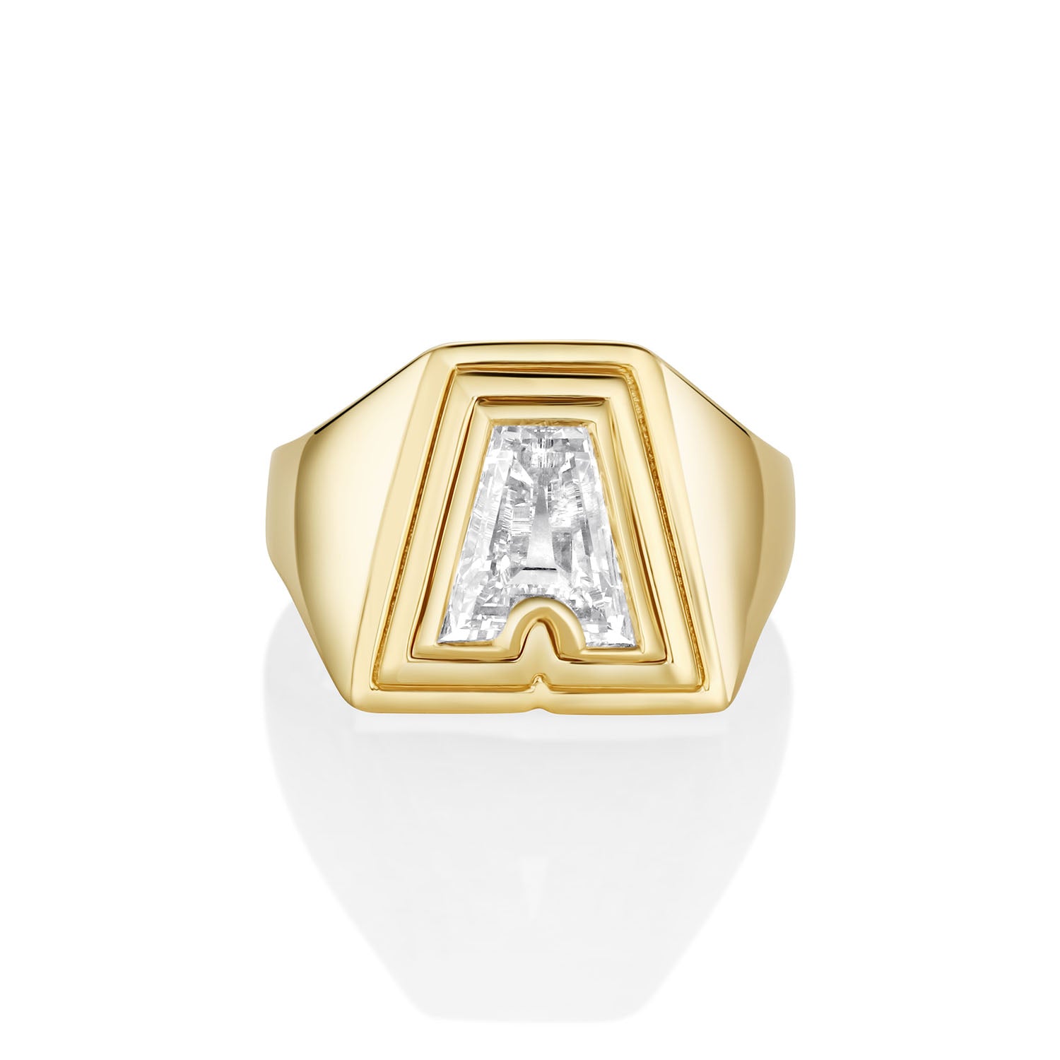 DOUBLE BEZEL LETTER LAB DIAMOND PINKY RING
