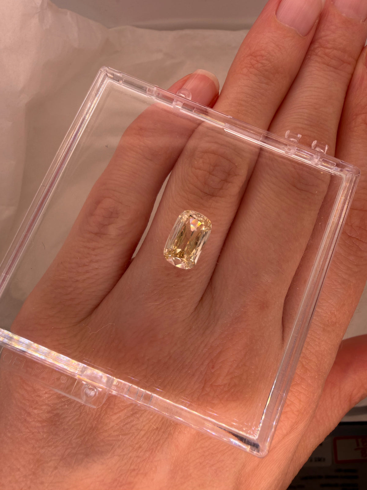 2.18 CARAT BUTTER YELLOW ANTIQUE CUSHION CUT LAB DIAMOND