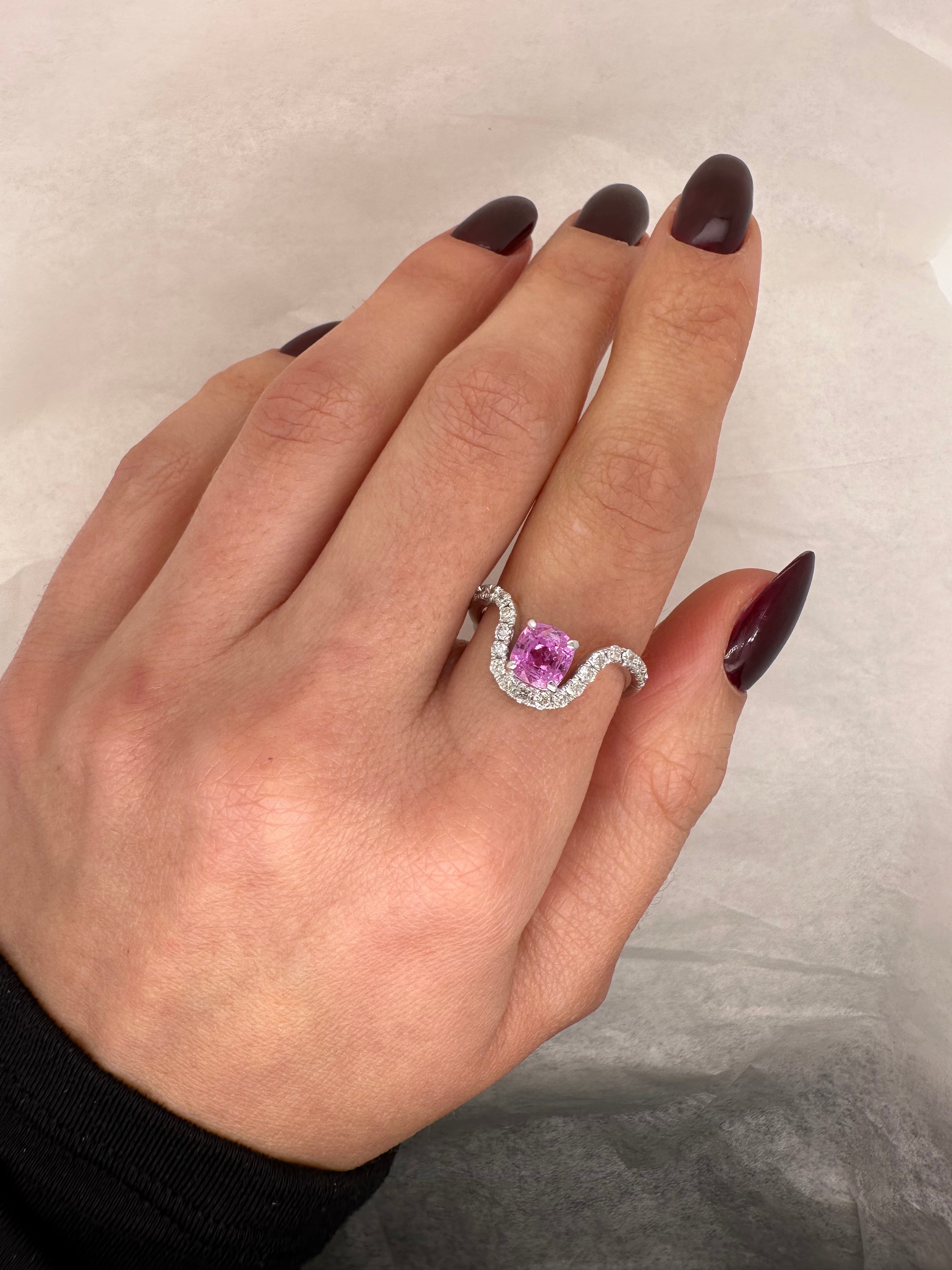UNHEATED PINK SAPPHIRE SWOOP RING