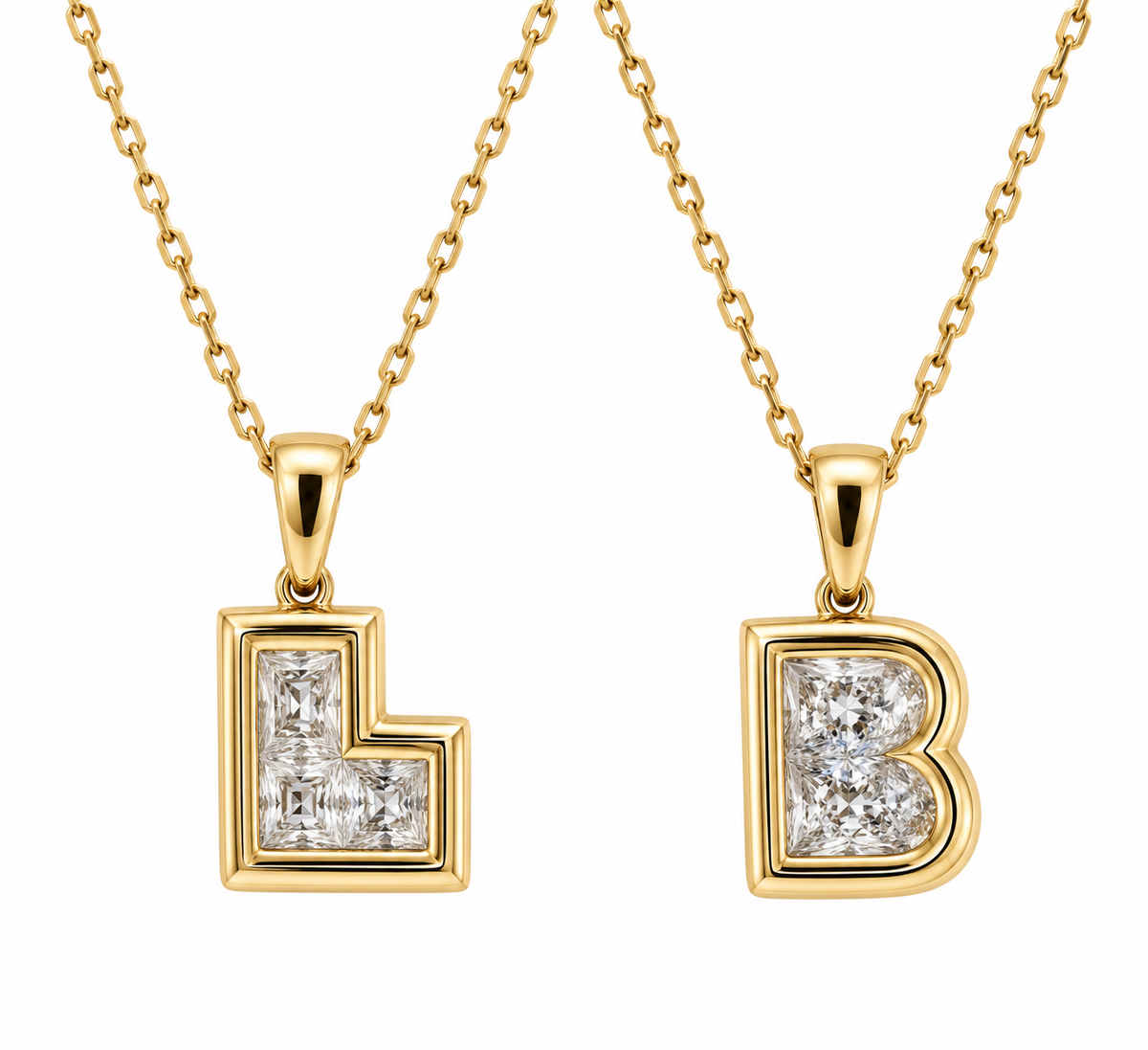 DOUBLE BEZEL LETTER NECKLACE PENDANT