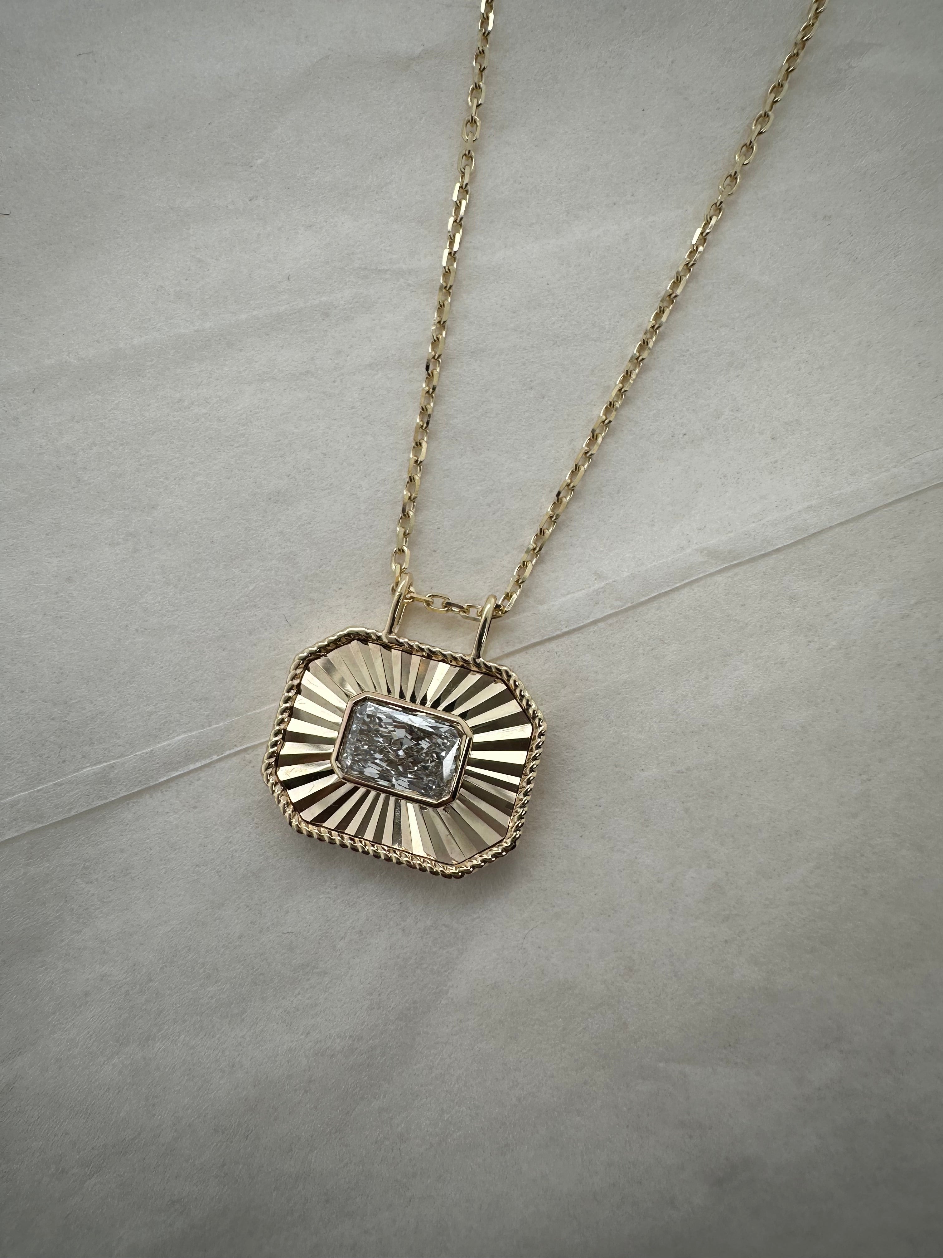 RADIANT CUT FLUTED LAB DIAMOND PENDANT