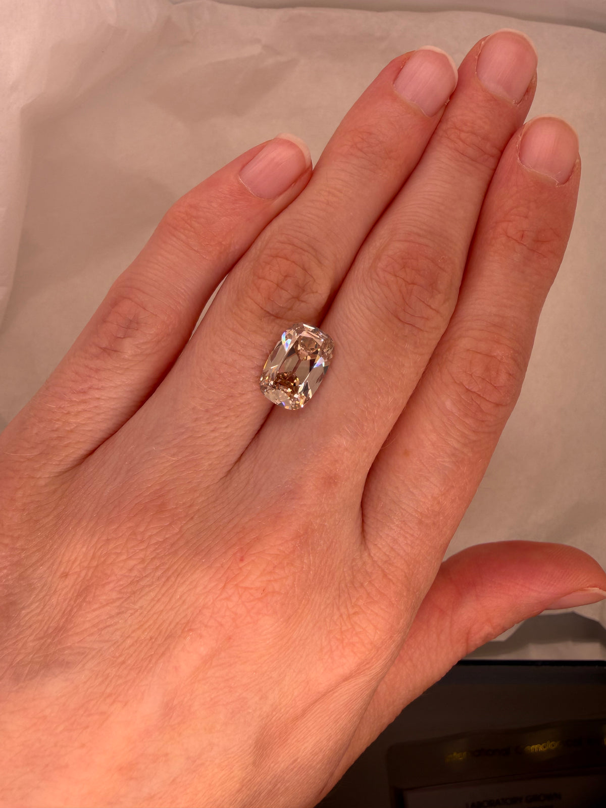 3.51 CARAT CHAMPAGNE ANTIQUE CUSHION LAB DIAMOND