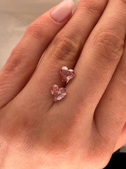 MATCHING PAIR: 2 CTW PINK HEART LAB DIAMONDS