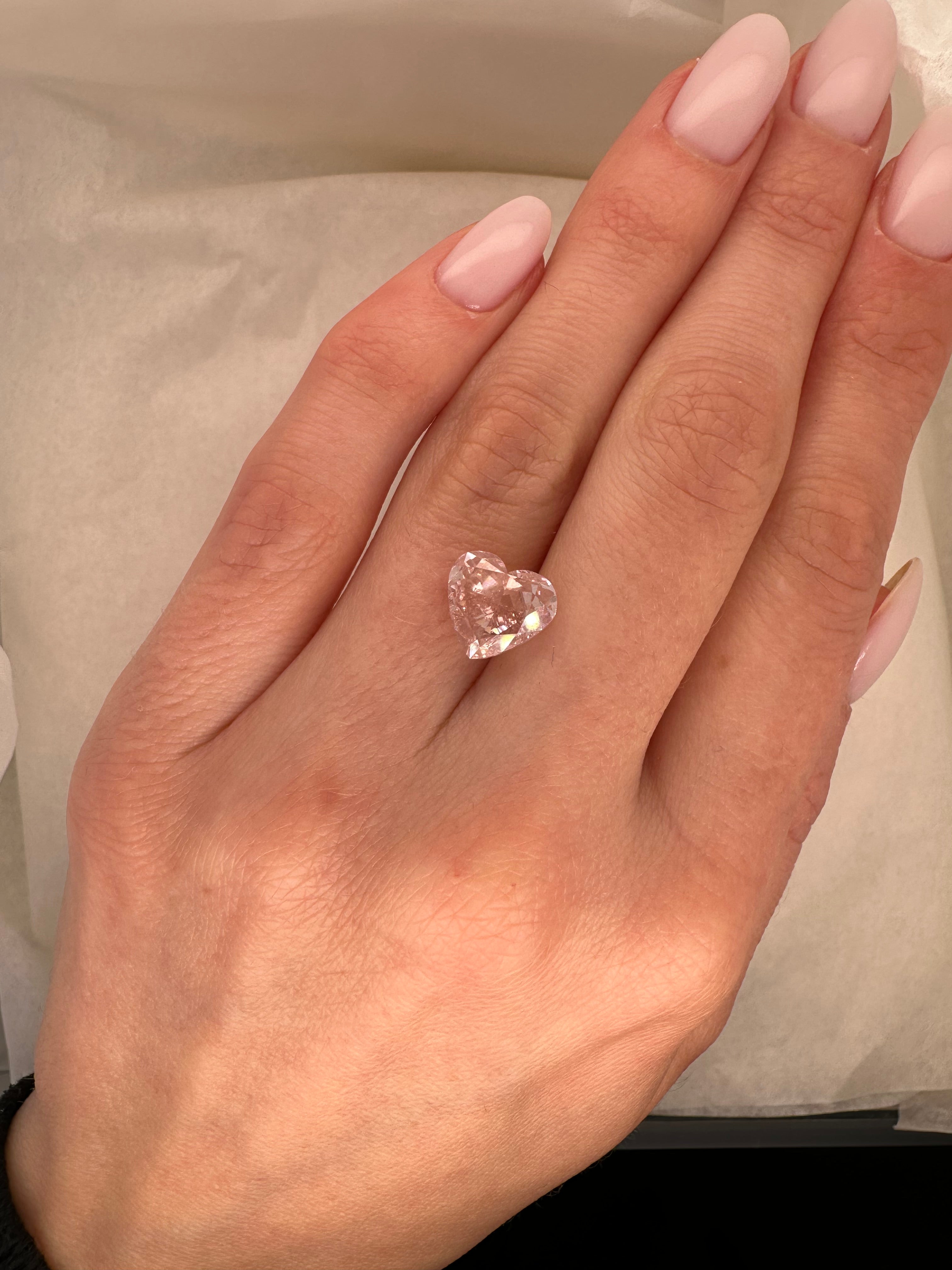 4.08 CARAT PINK LAB GROWN HEART DIAMOND