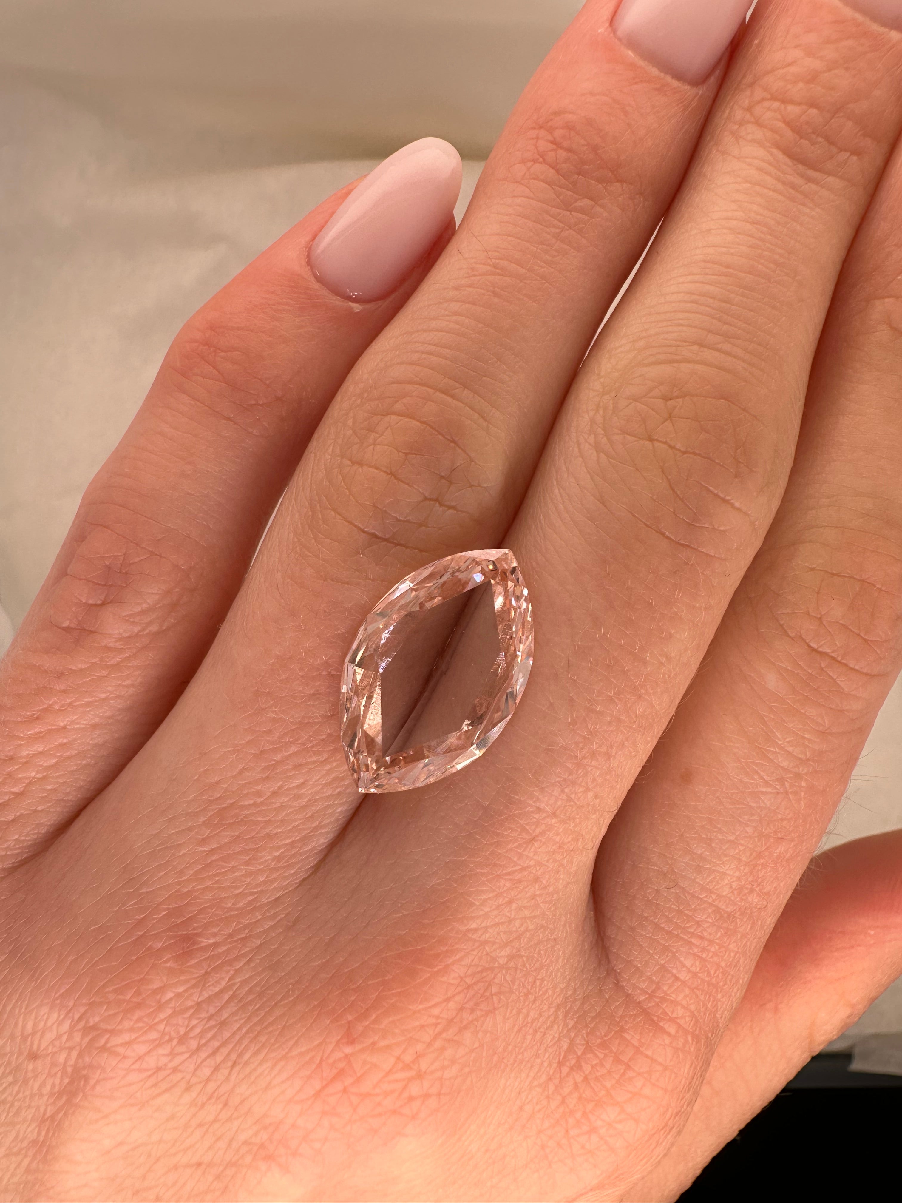 5.68 CARAT ROSE CUT PINK MARQUISE LAB DIAMOND