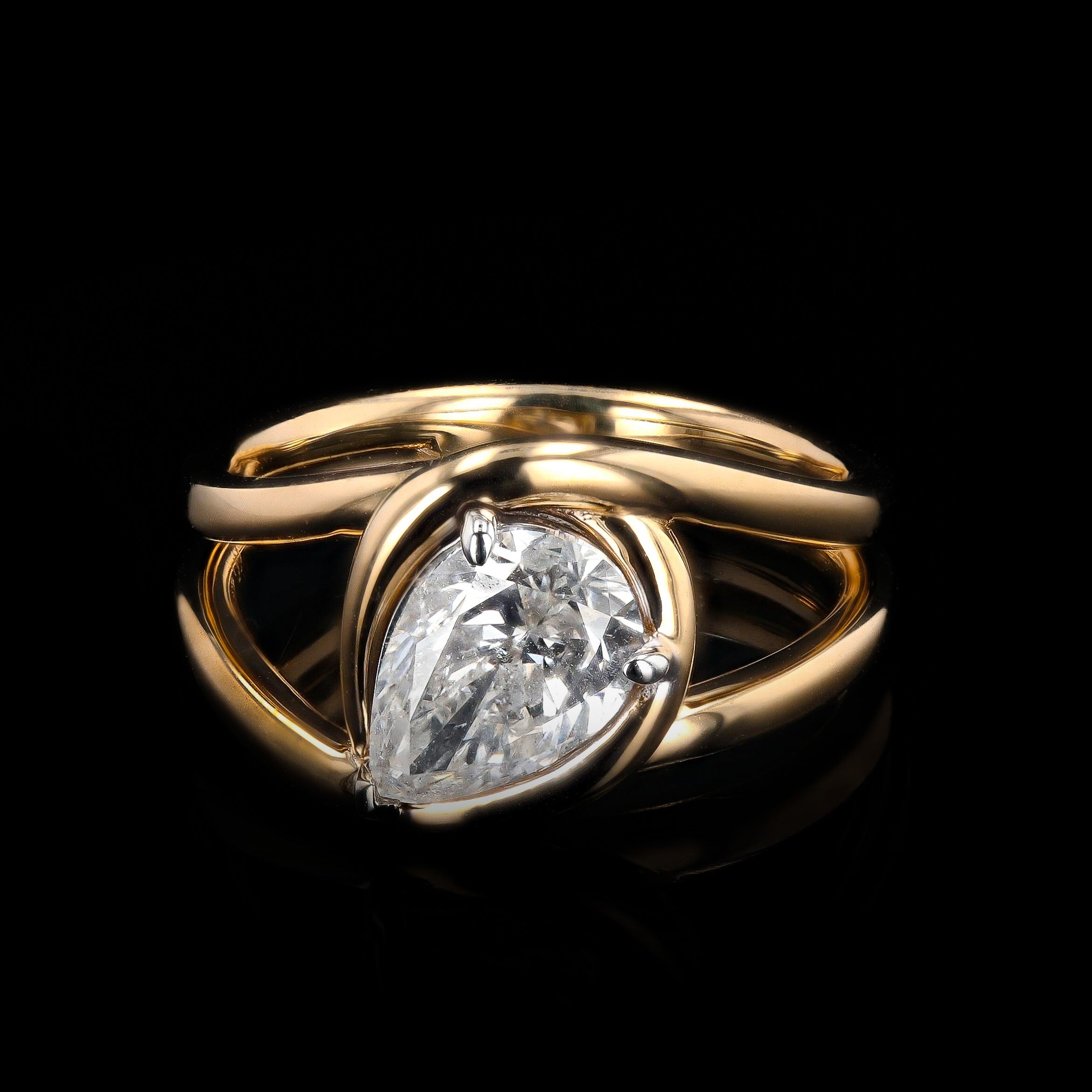 1.54 CARAT PEAR DIAMOND KNOT RING