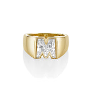 FLOATING BEZEL LAB DIAMOND LETTER RING