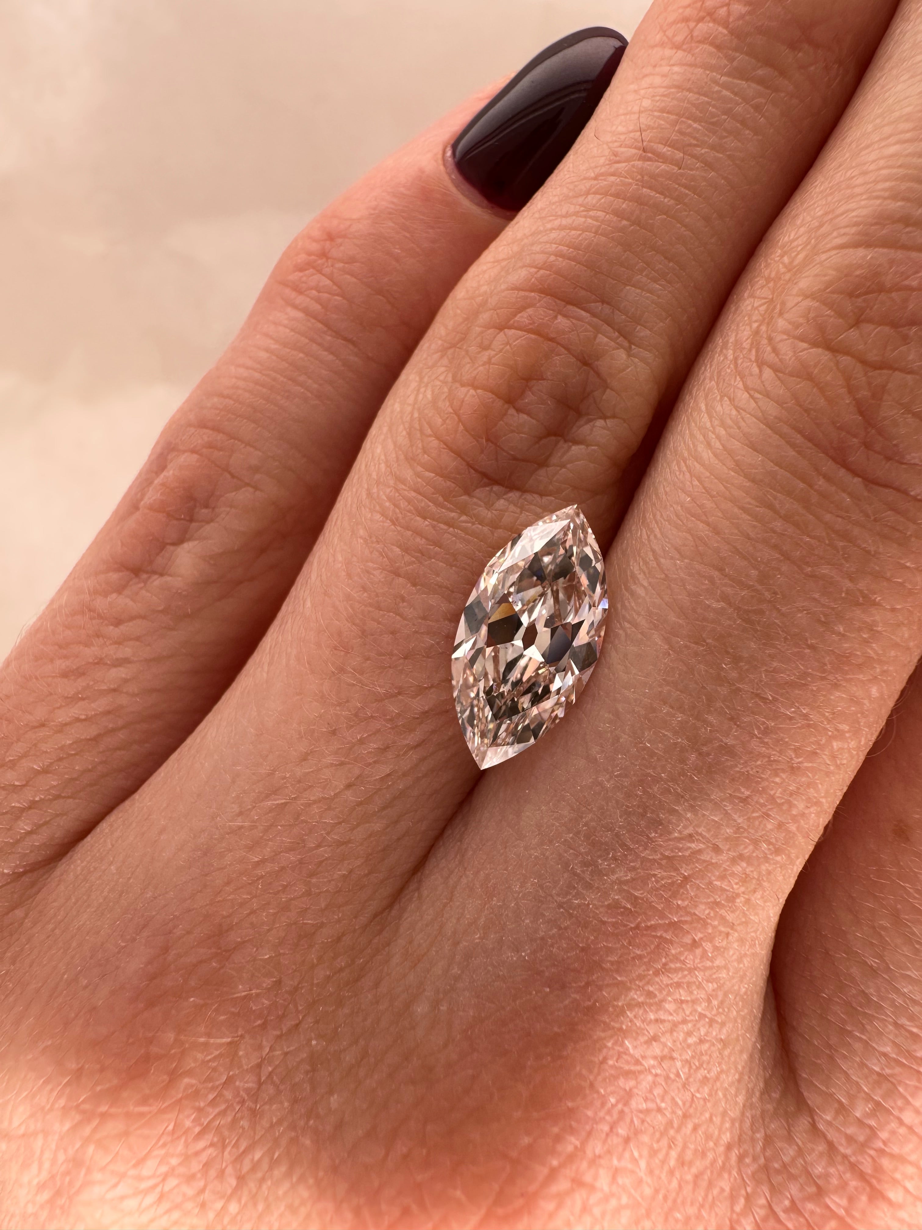 2.58 CARAT ANTIQUE MARQUISE LAB DIAMOND