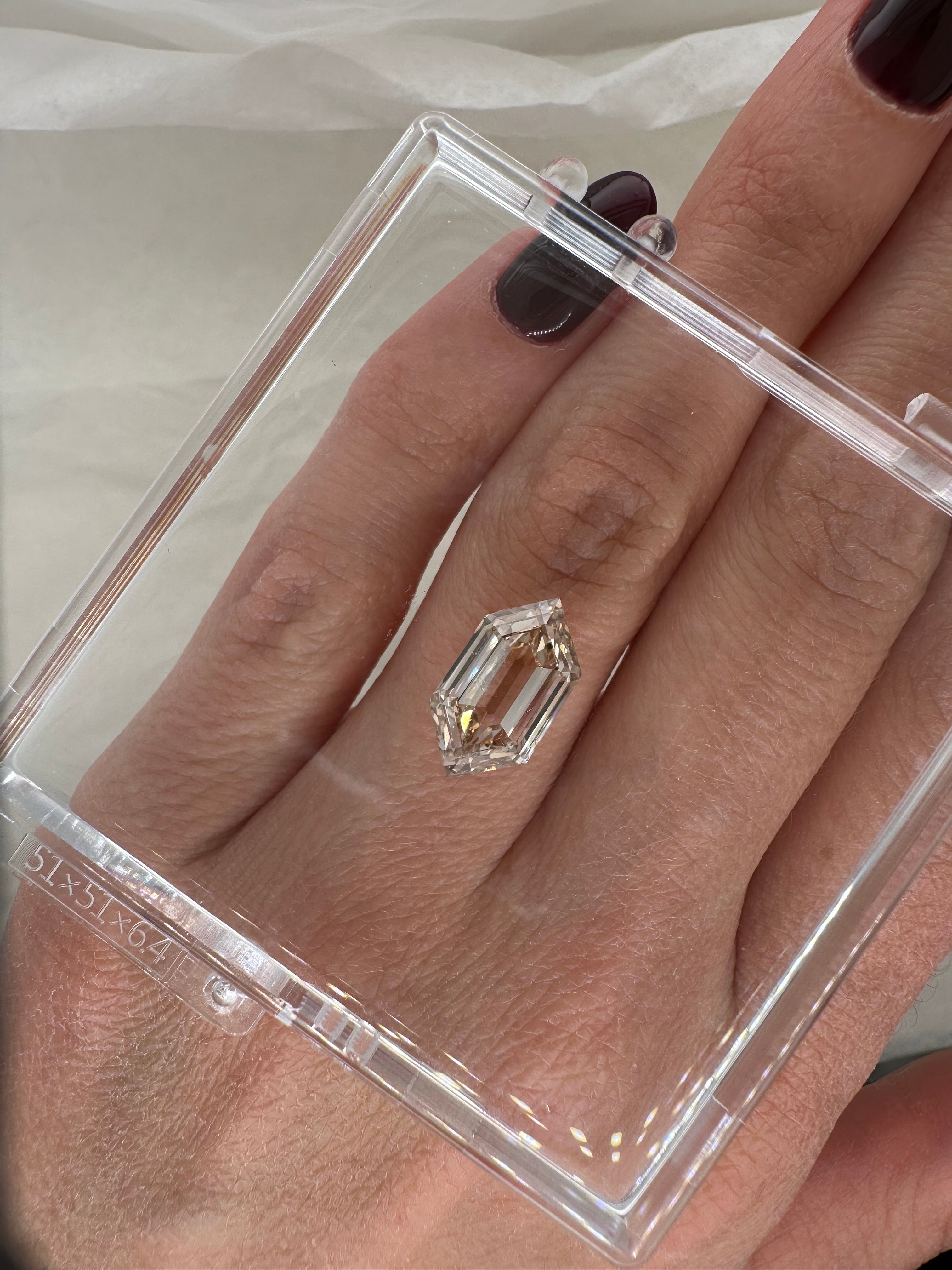 4.01 CARAT LIGHT BROWN/CHAMPAGNE HEXAGON LAB DIAMOND – O R I A N N E