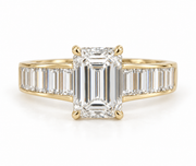 EMERALD CUT AND BAGUETTE CHANNEL DIAMOND RING
