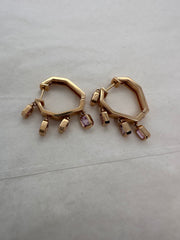 PINK SAPPHIRE DANGLE HOOPS
