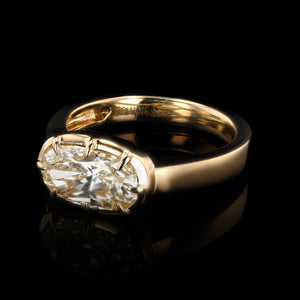 1.84 CARAT CHAMPAGNE EAST WEST OVAL DIAMOND RING