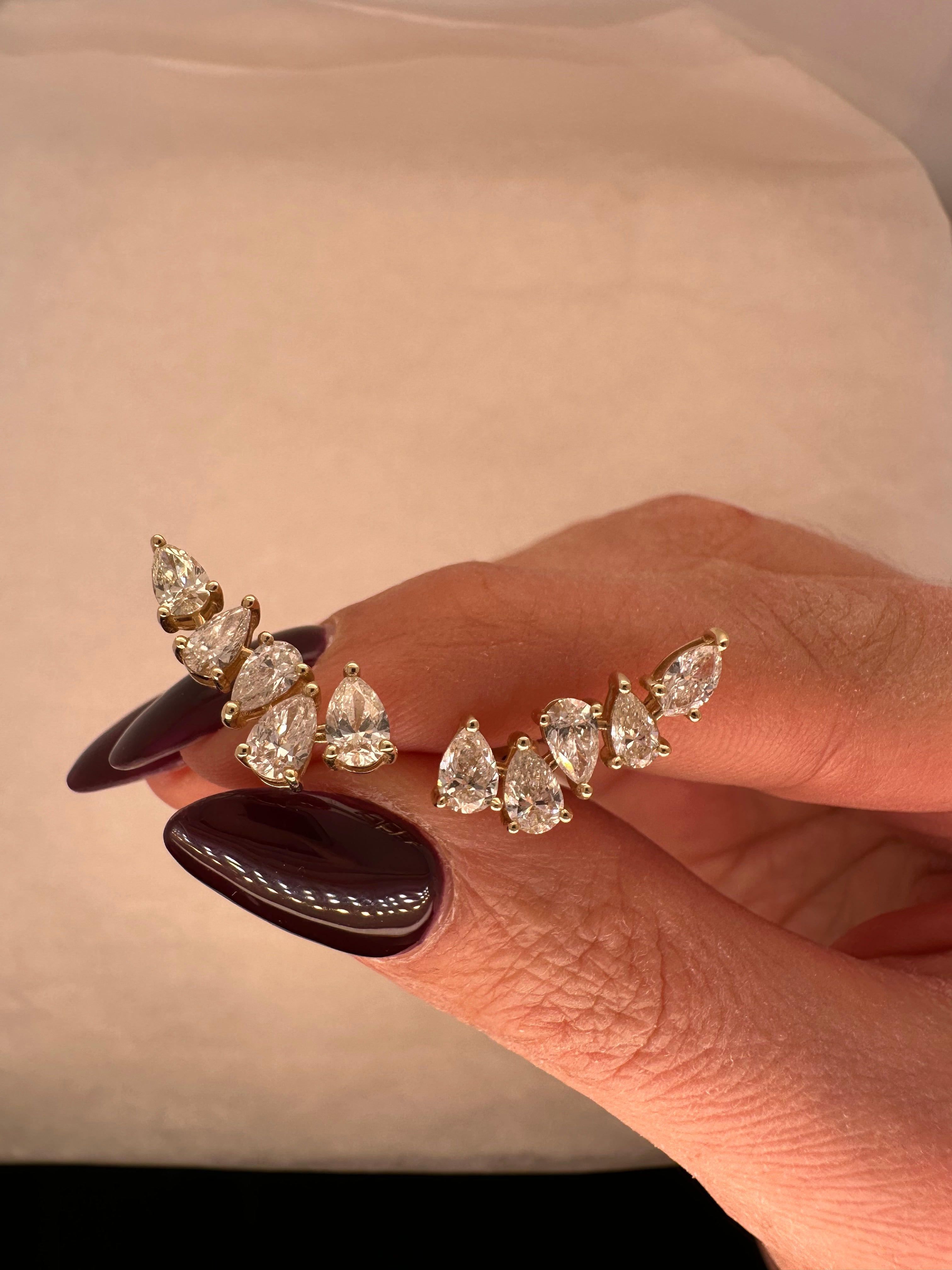 THE DIAMOND PEAR EAR CRAWLER