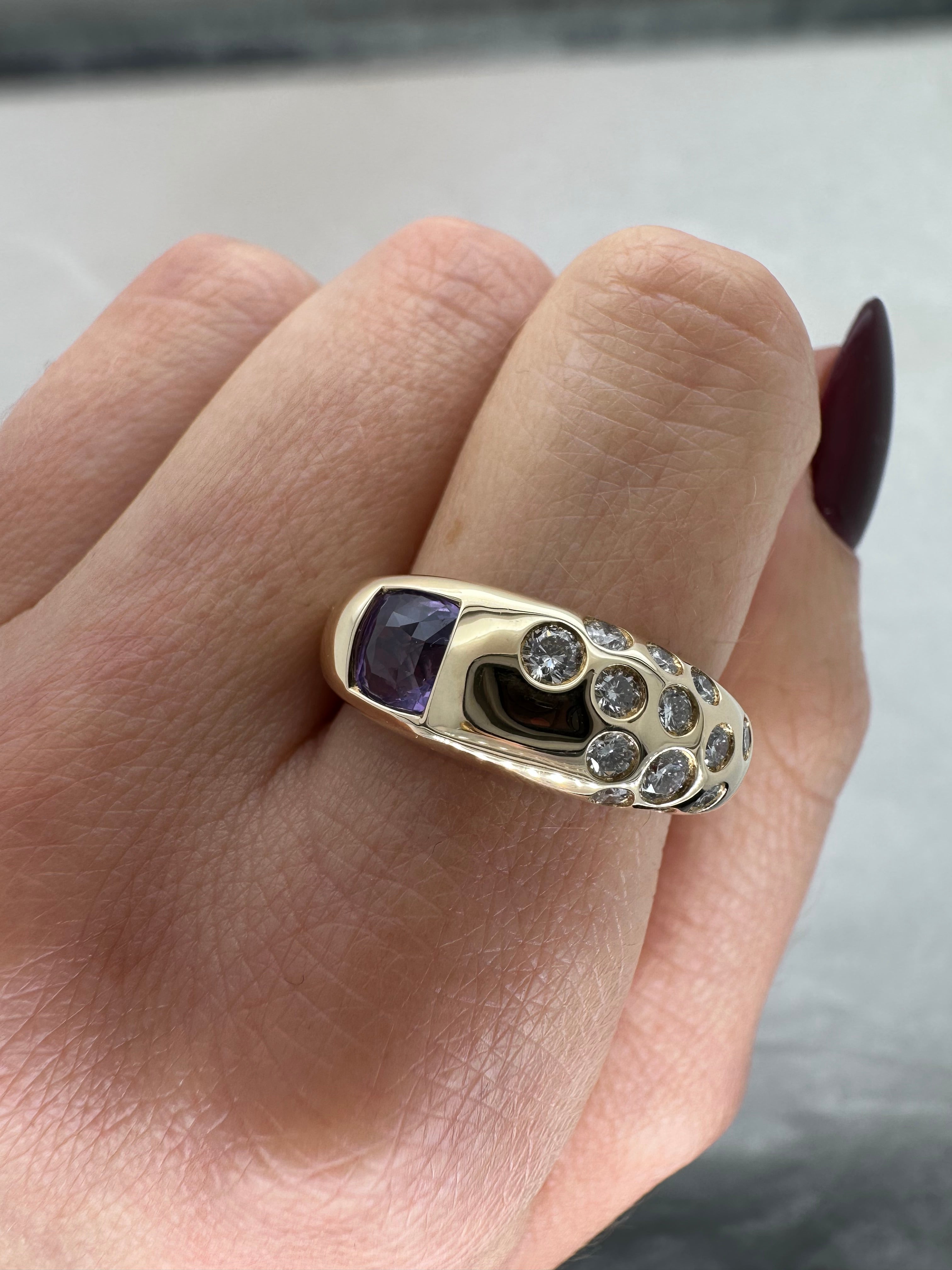 UNHEATED PURPLE SAPPHIRE STARDUST DOME RING