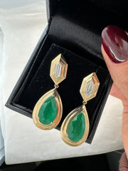 THE MEDALLION EMERALD AND HEXAGON DIAMOND EARRINGS