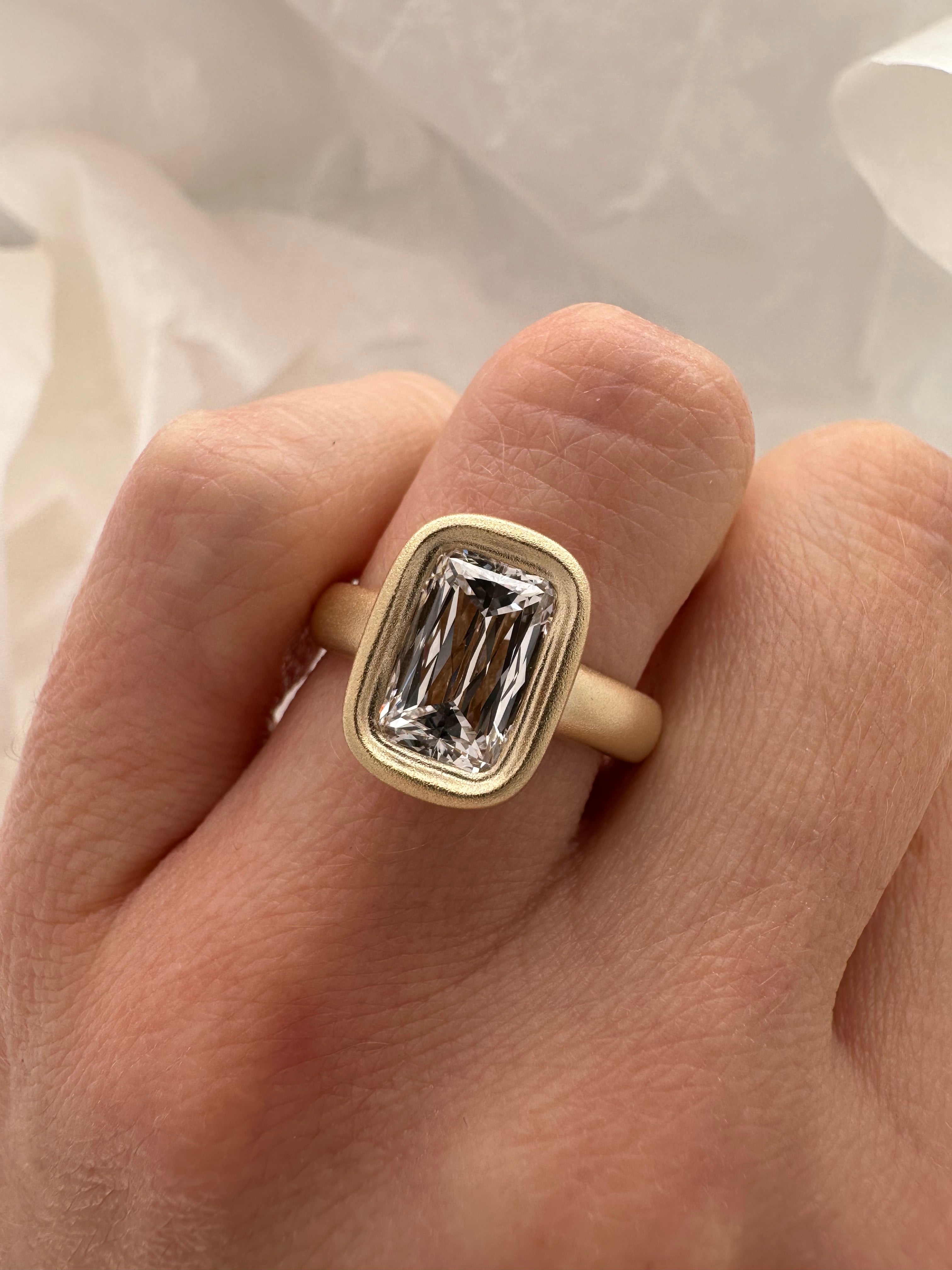 2.05 CRISS CUT STYLE LAB GROWN DIAMOND BUBBLE BEZEL RING